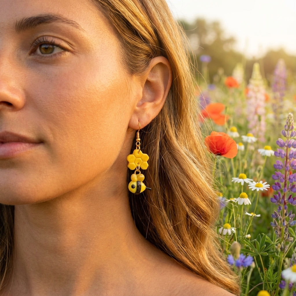 Busy Bee Polymer Clay Earrings - SA1