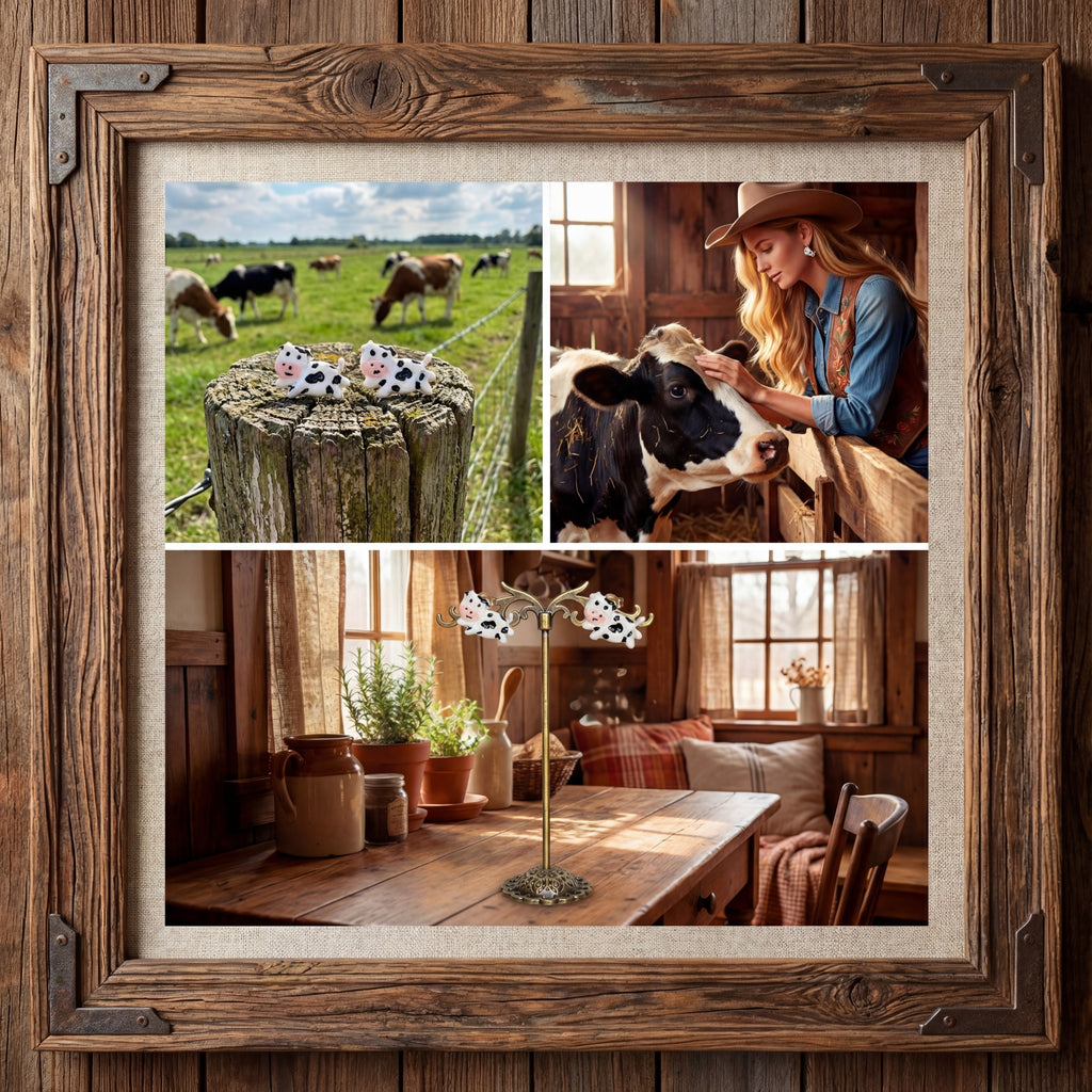 Farm Animal Cow Stud Earrings SA11