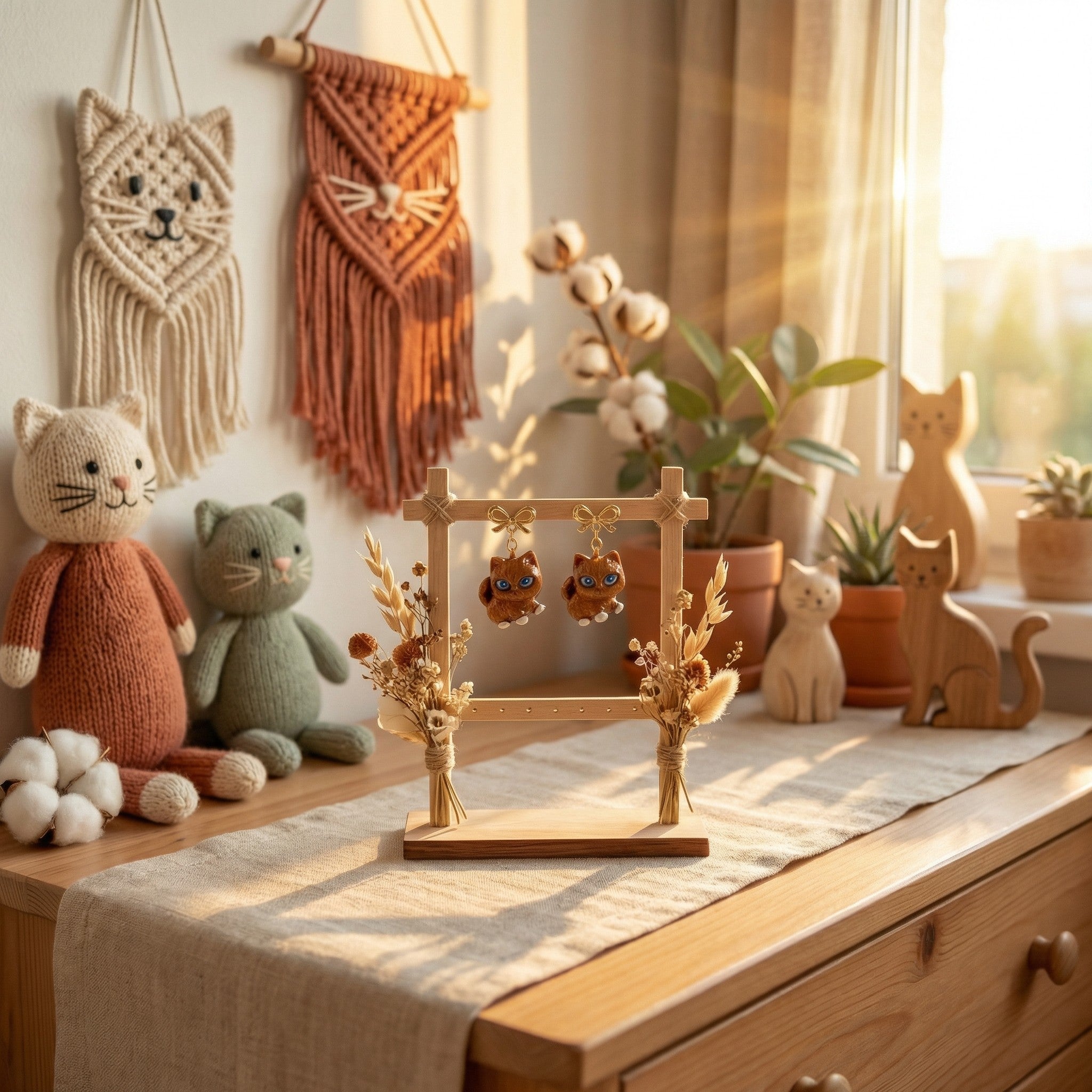 Brown Kitten Earrings SA12