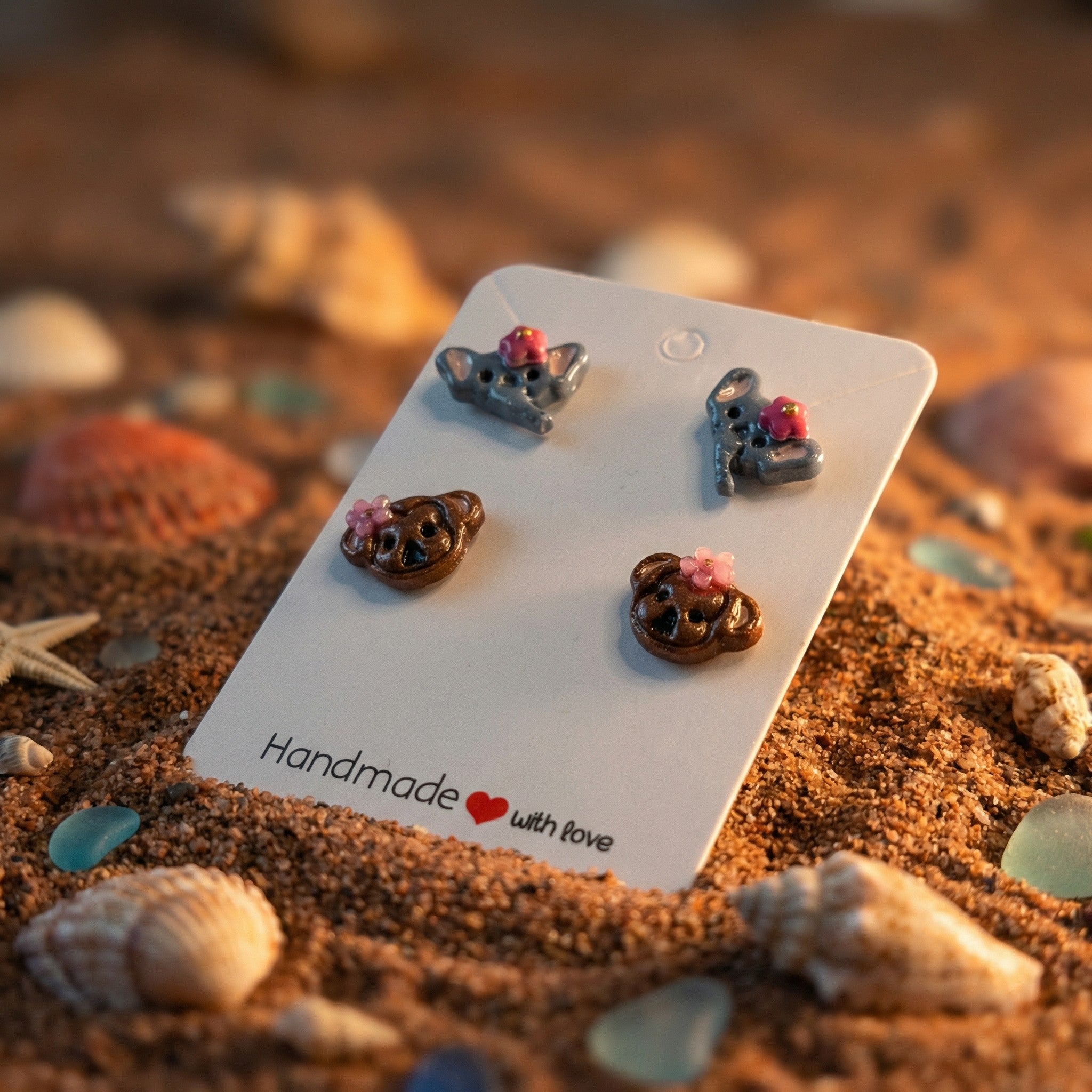 Elephant and Monkey Stud Earrings SA15