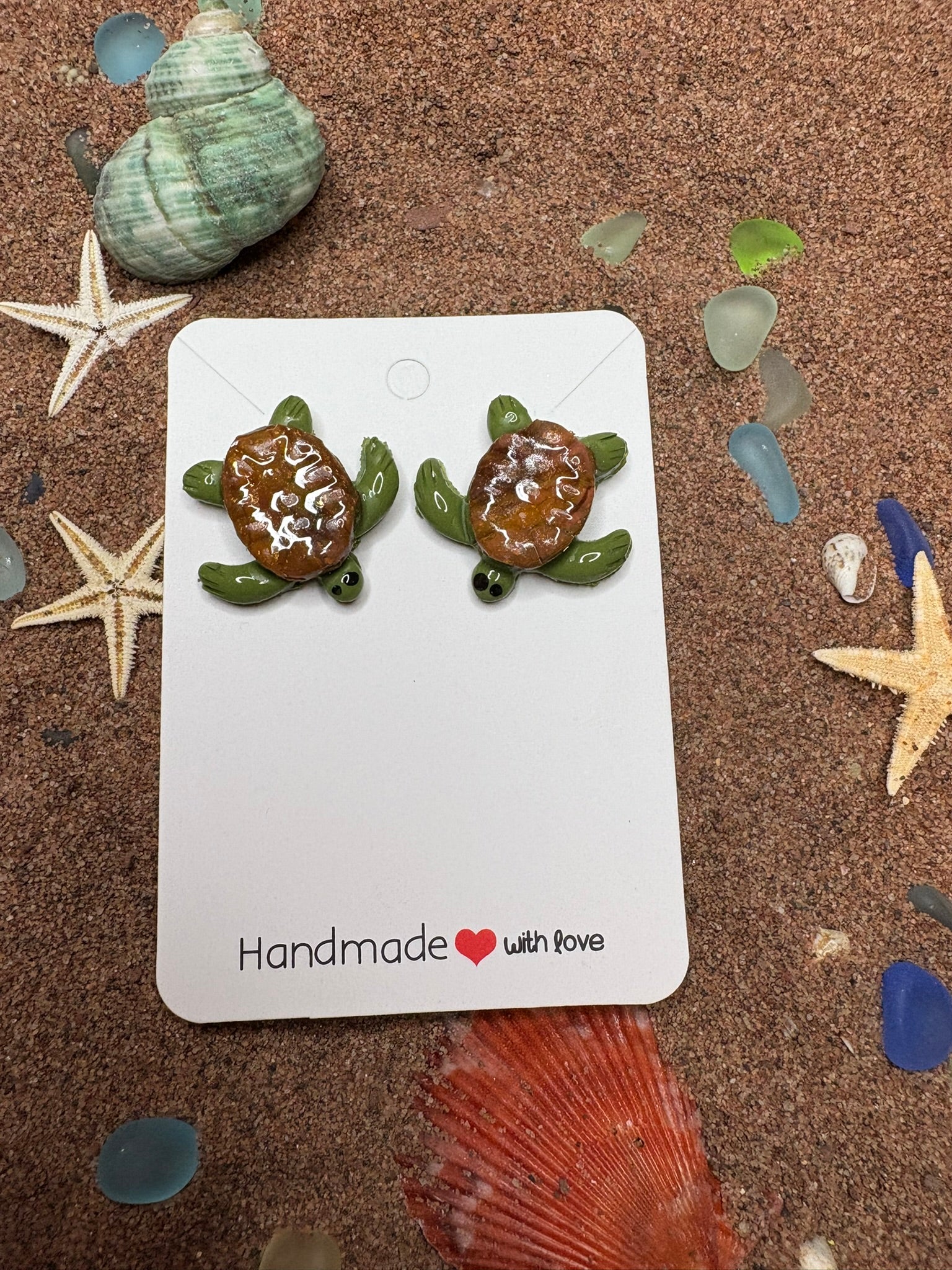 Sea Turtle Polymer Clay Earrings - SA3