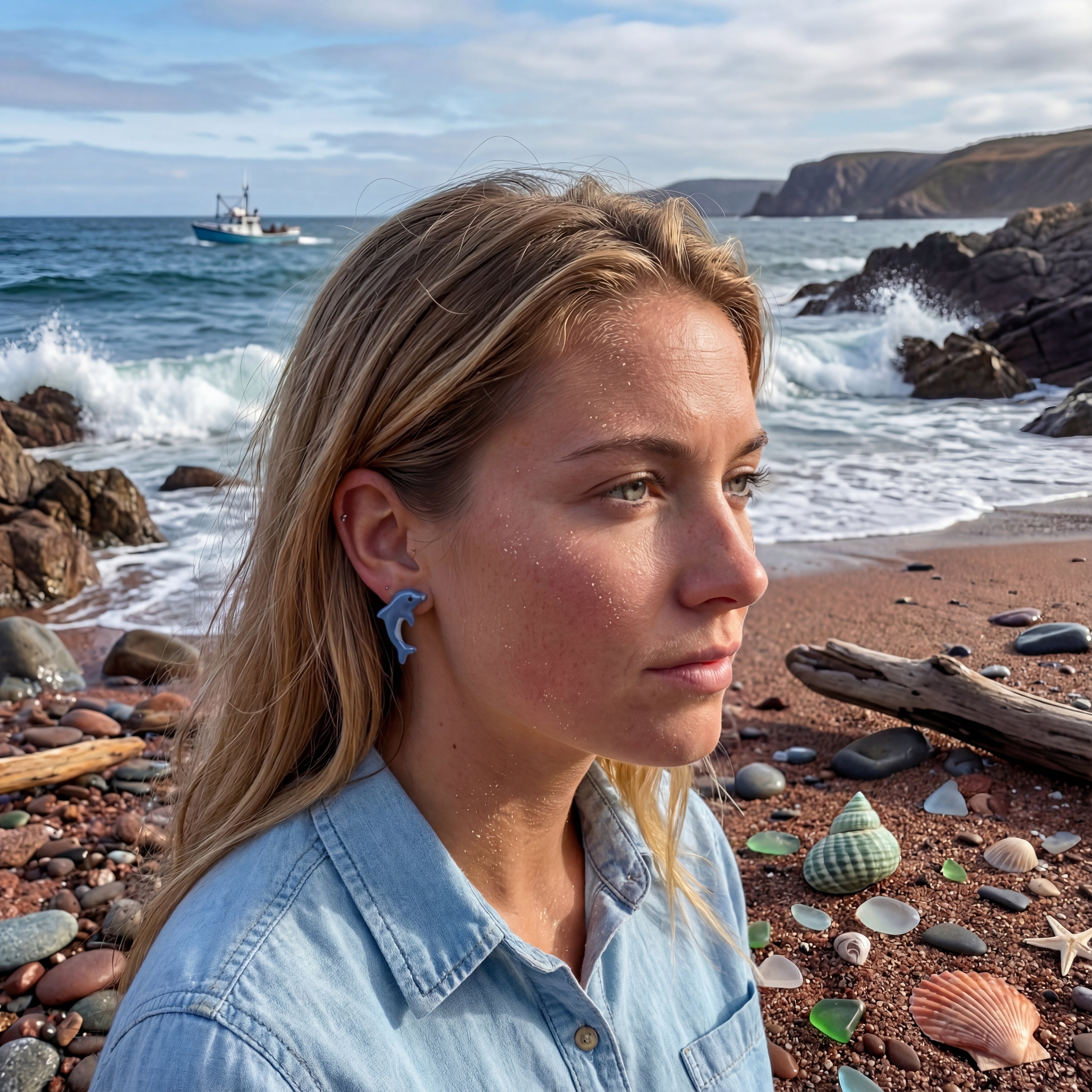 Dolphin Polymer Clay Stud Earrings - SA5