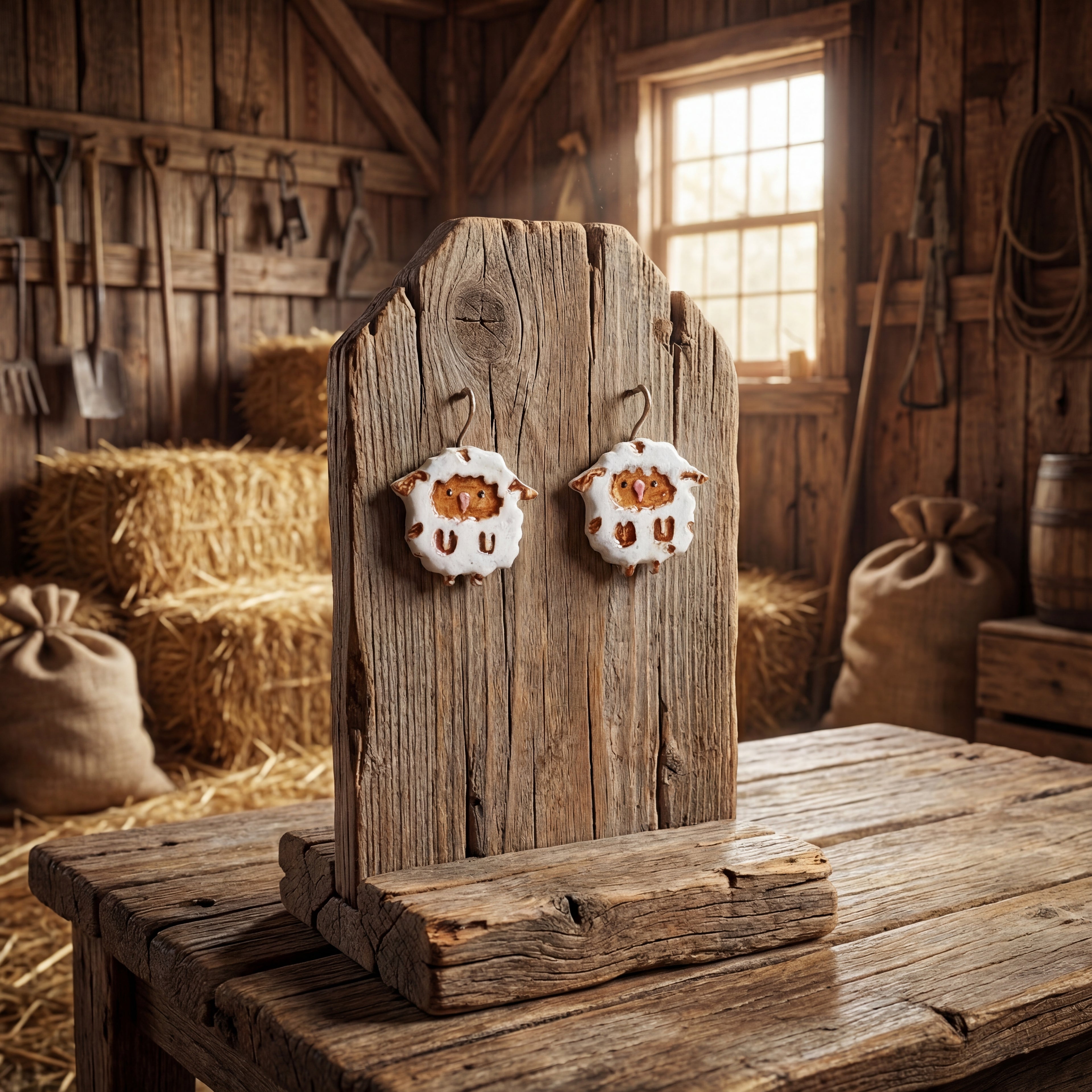 Farm Animal Sheep Stud Earrings SA9