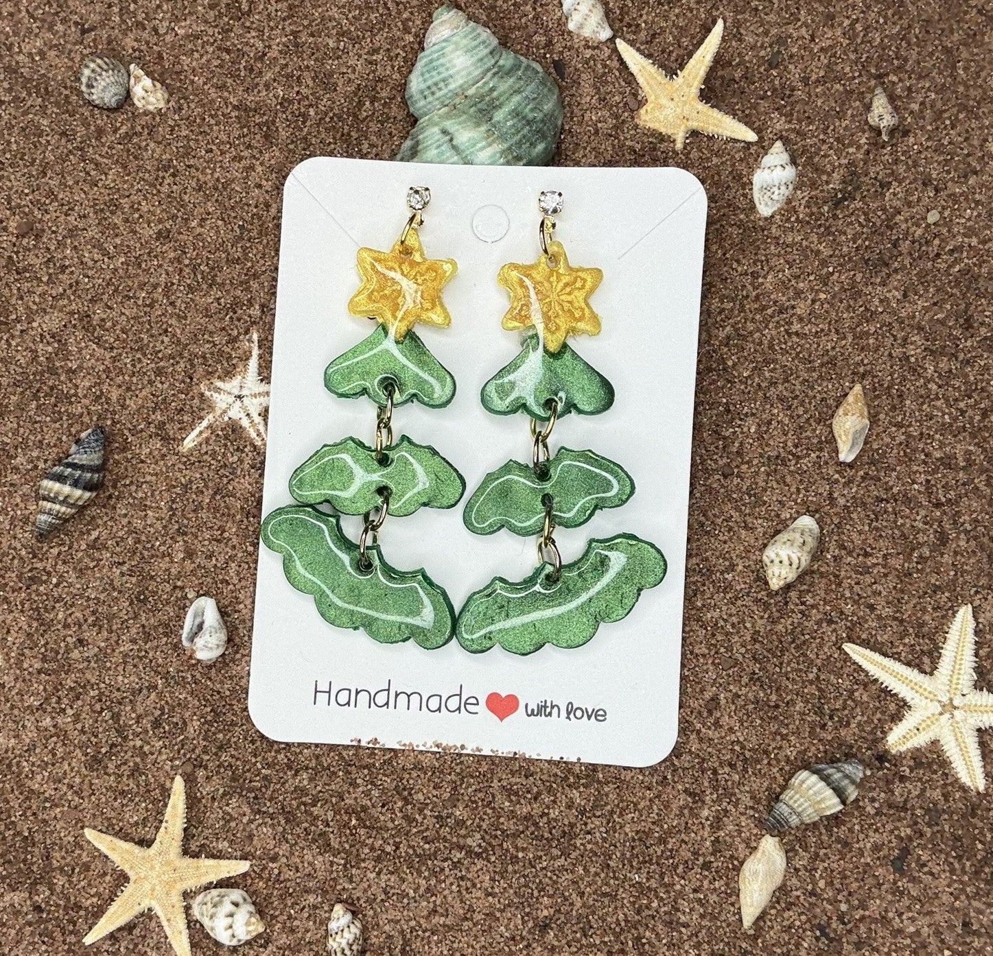 Three Piece Christmas Tree Polymer Clay Earrings - SC10