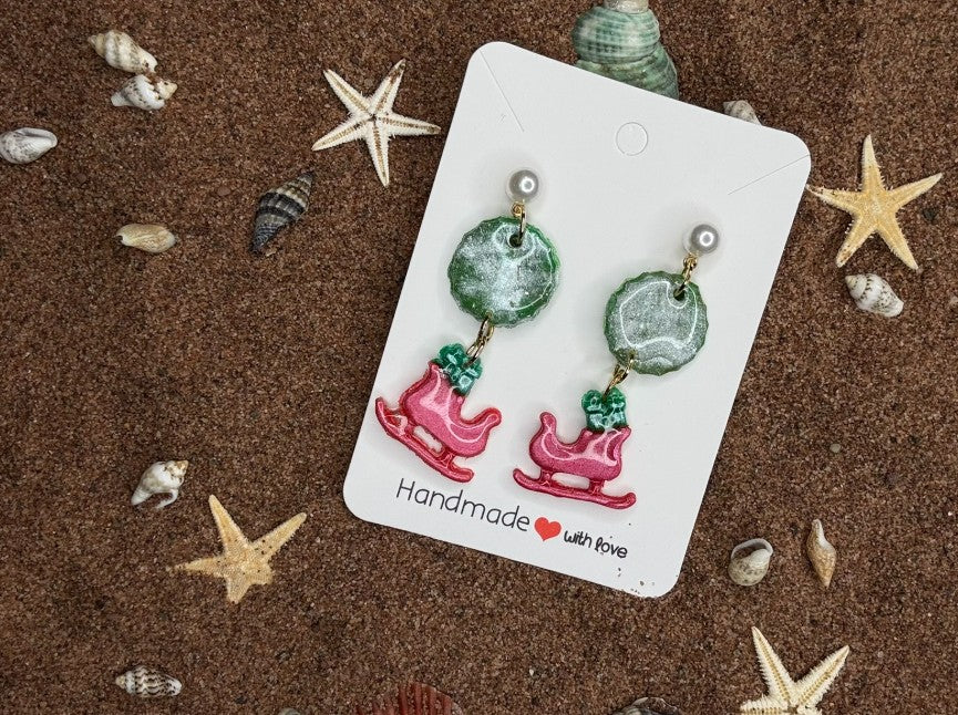 Sleigh Polymer Clay Earrings - SC15