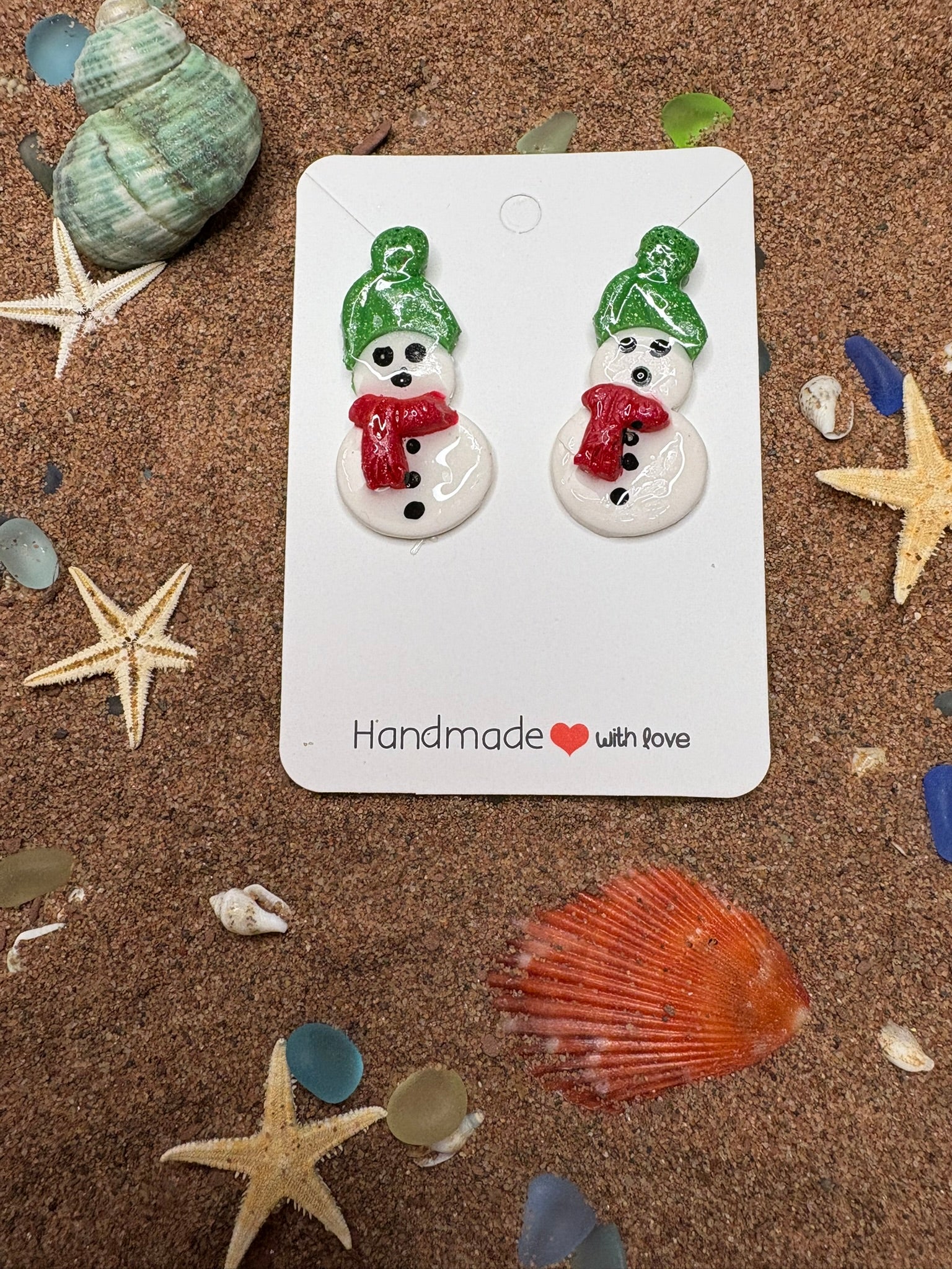 Snow People Polymer Clay Drop Studs - SC21