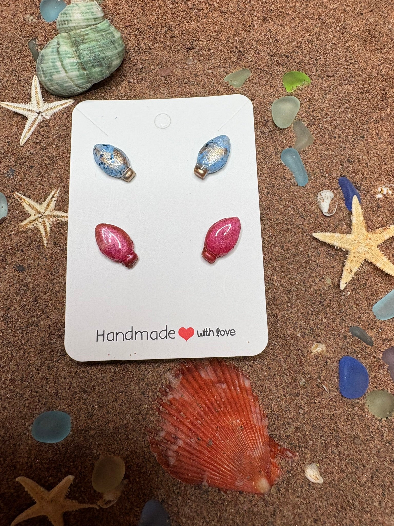 Christmas Bulb Polymer Clay Studs - SC22