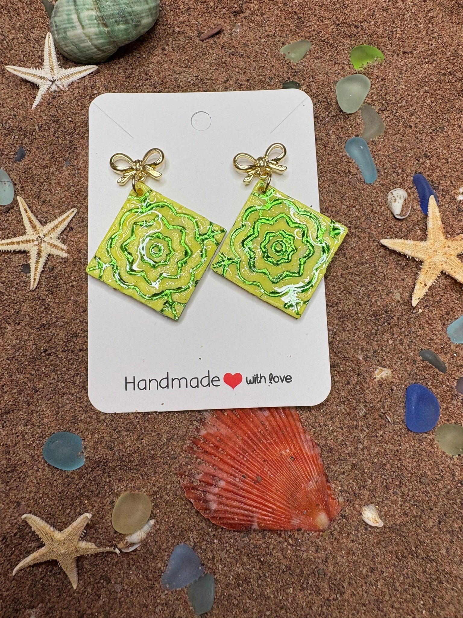 Christmas Ornament with Bows Polymer Clay Earrings - SC28