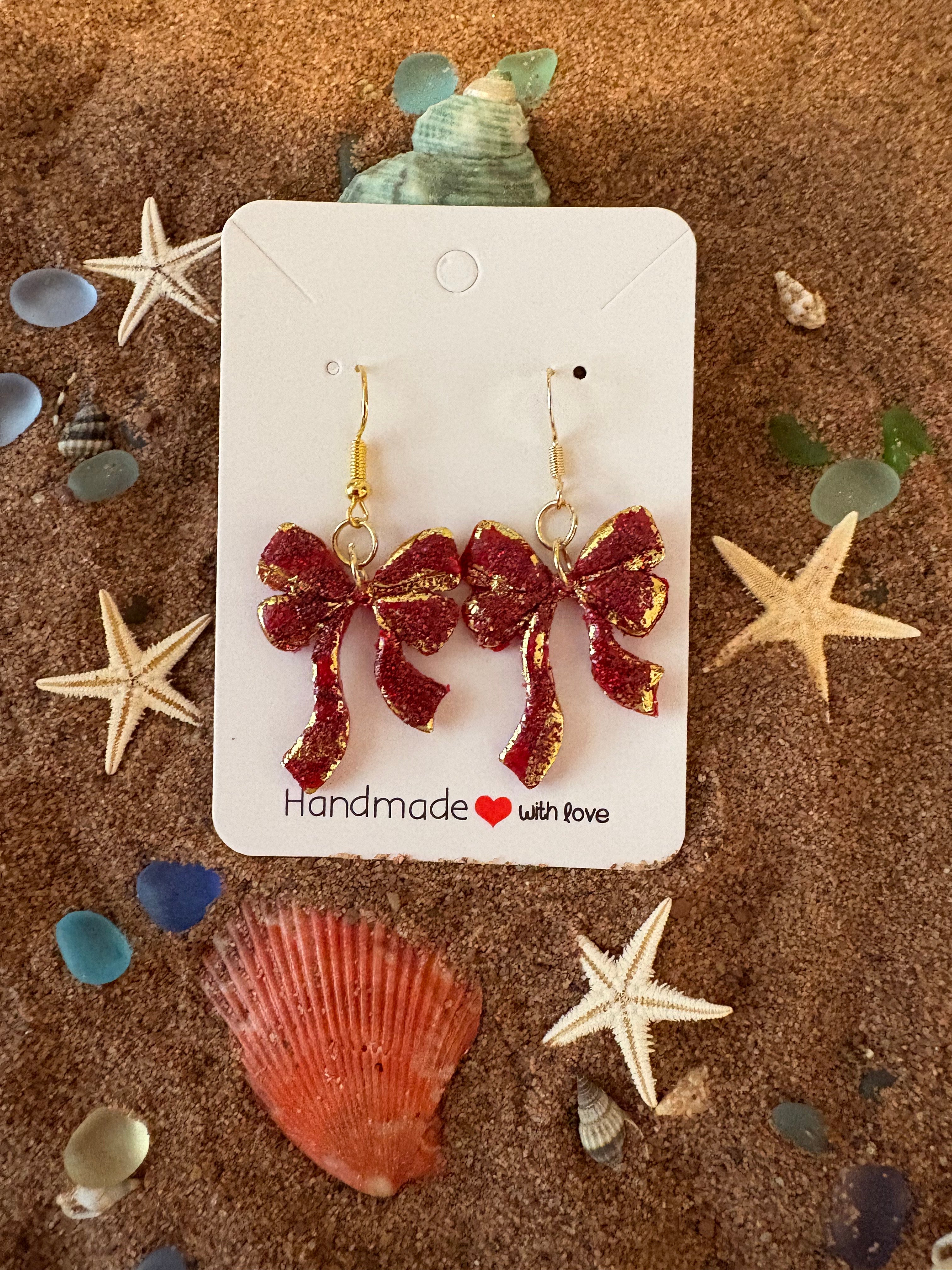 Red and Gold Glitter Bows SC37