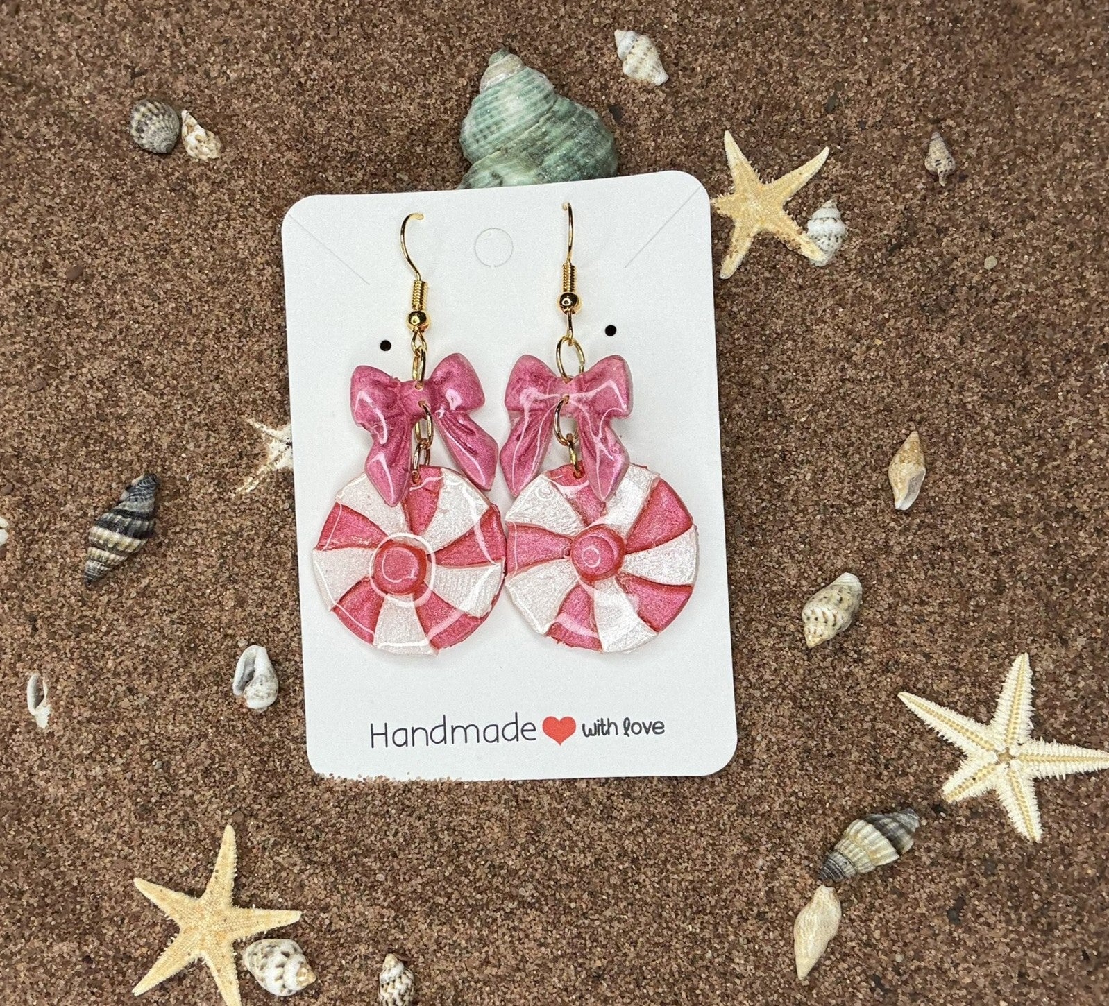 Christmas Peppermint Candy Polymer Clay Earrings - SC5