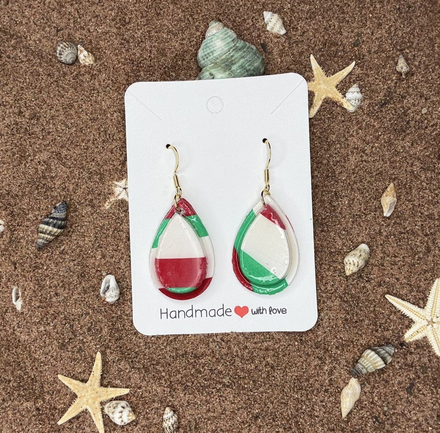 Modern Teardrop Christmas Polymer Clay Earrings - SC7