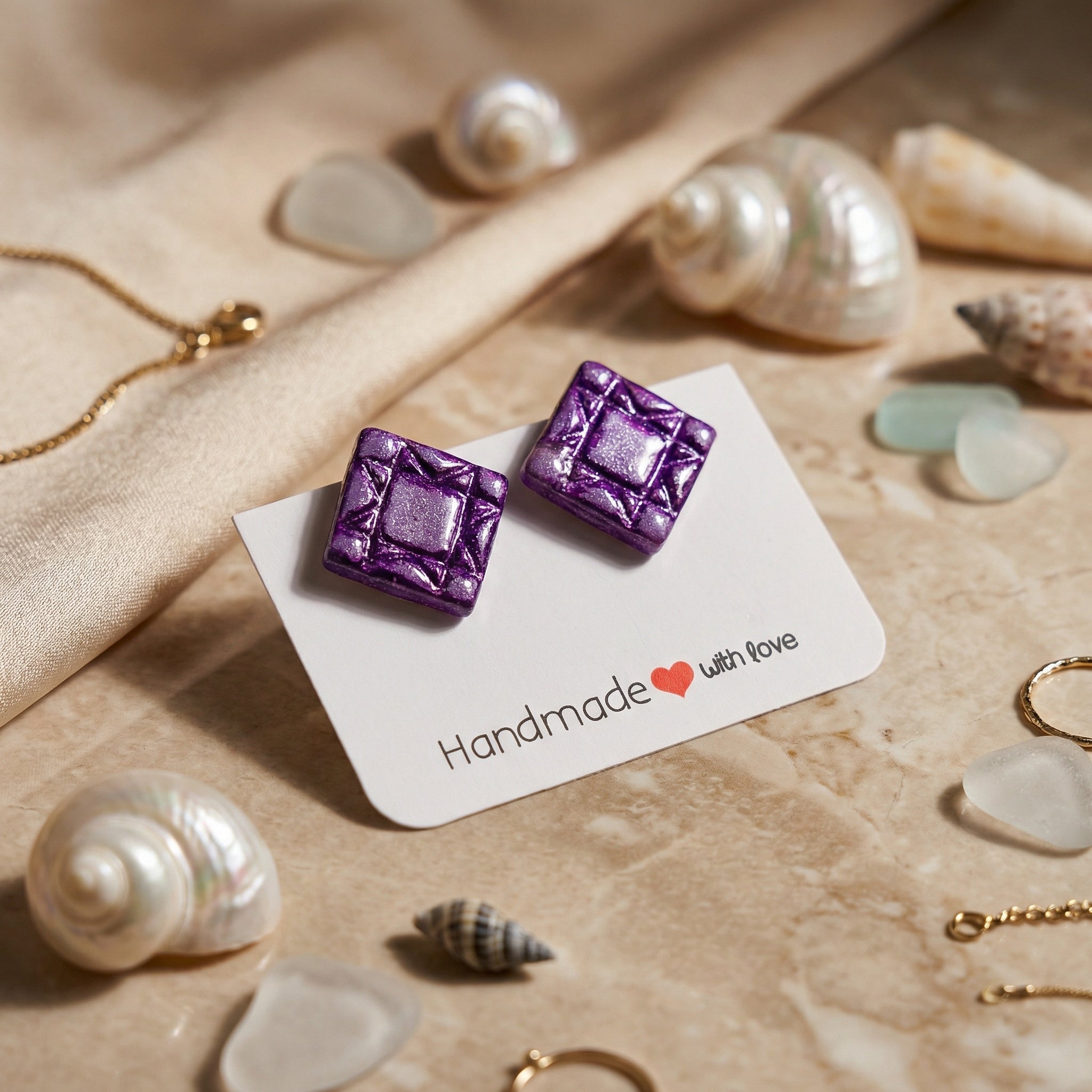 Quilted Square Clip On Earrings SCL1