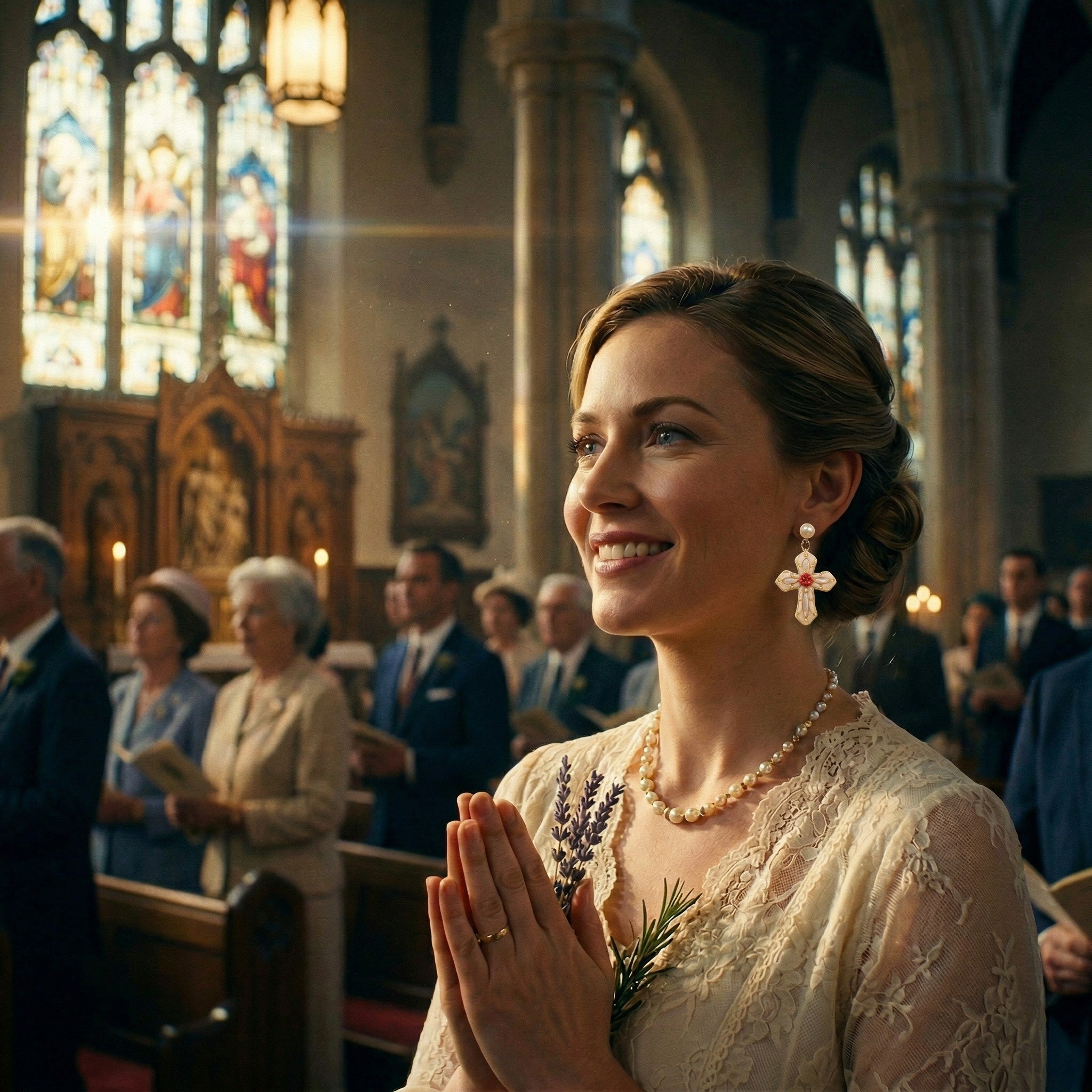 White Cross with Gold Foil Inlays SE-8