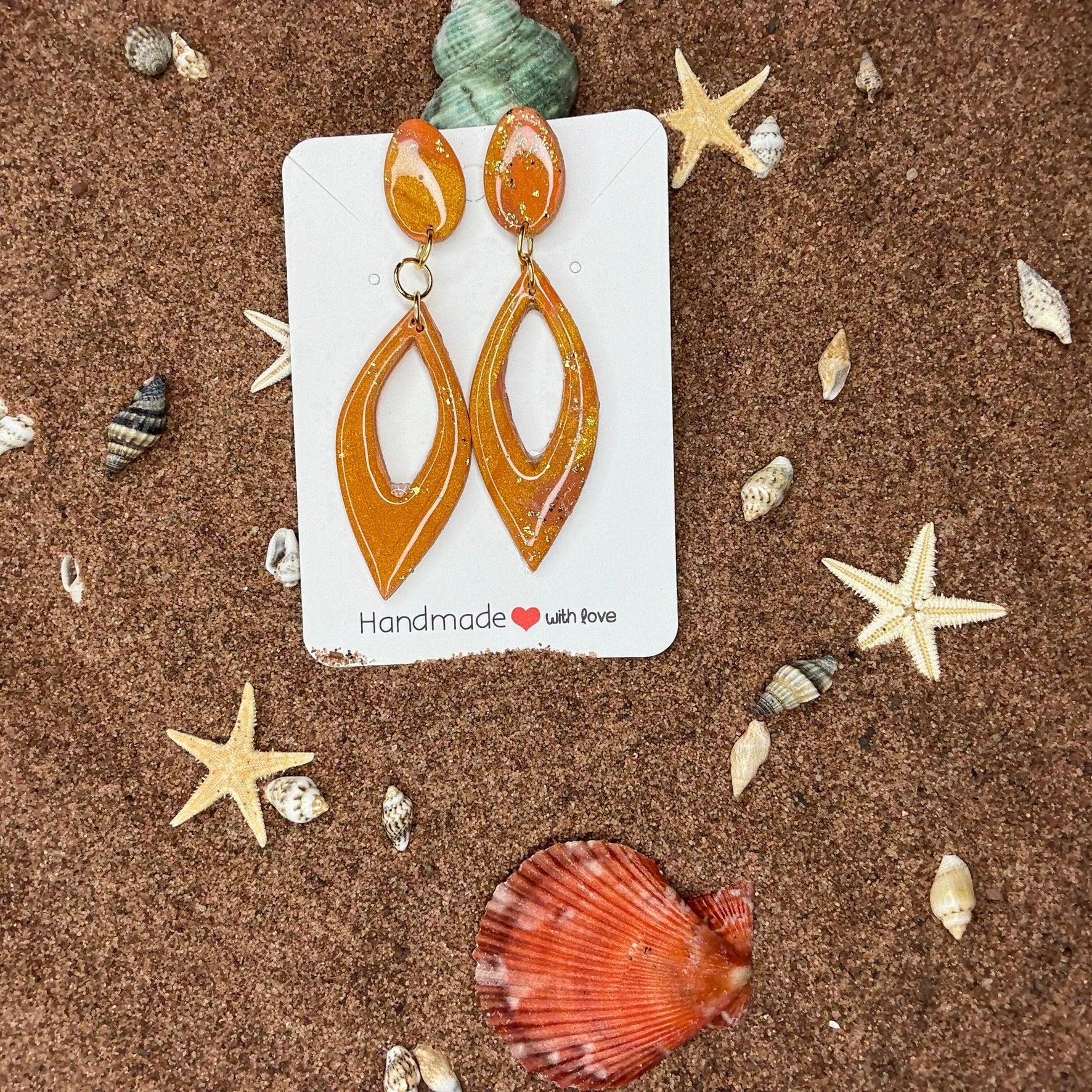 Two Piece Brown Polymer Clay Earrings SG12