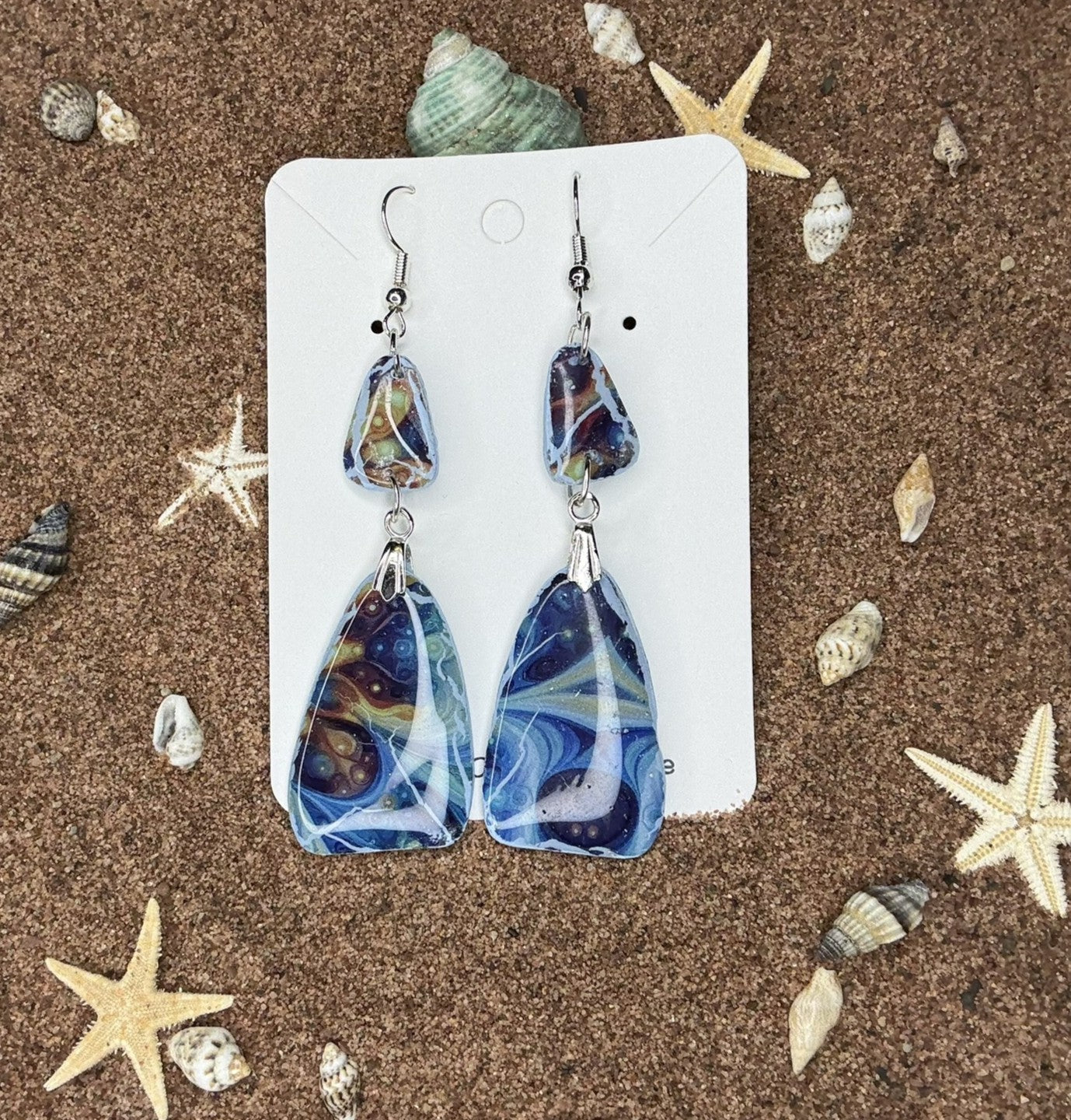 Two Piece Ocean-Washed Polymer Clay Earrings SG24