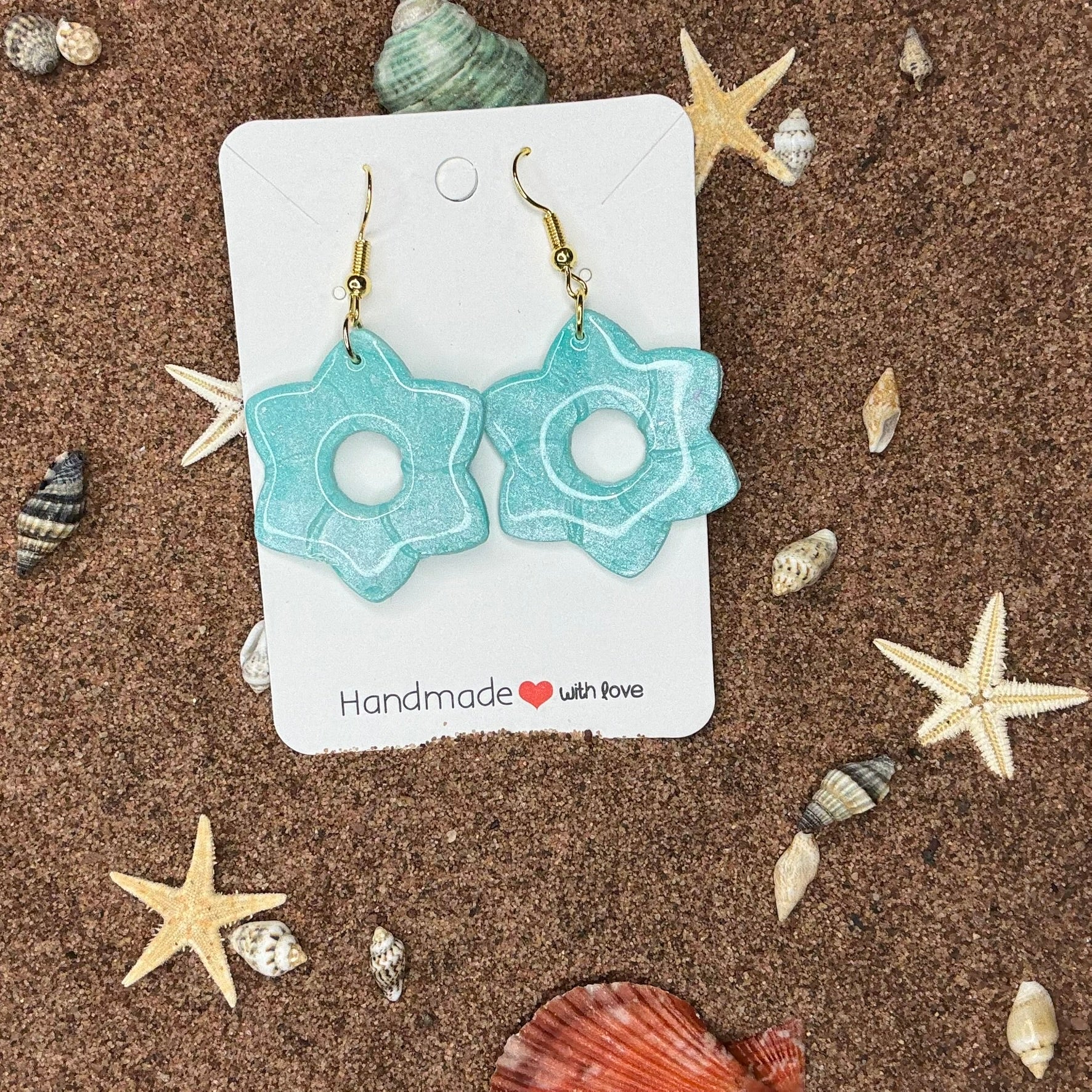 Light Green Star Shape Coastal Classic Polymer Clay Earrings SG2