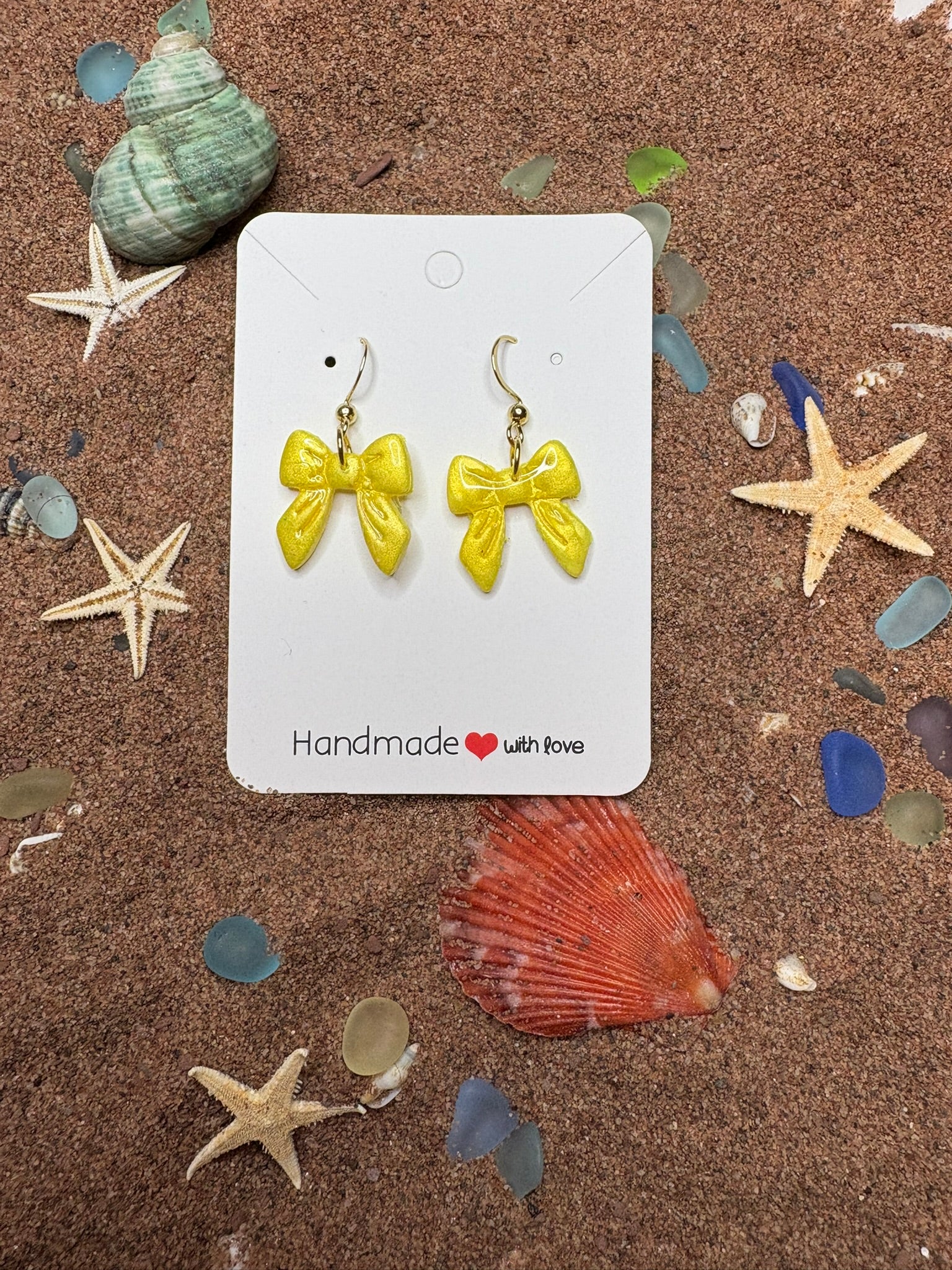 Yellow Bows Polymer Clay Earrings SG50
