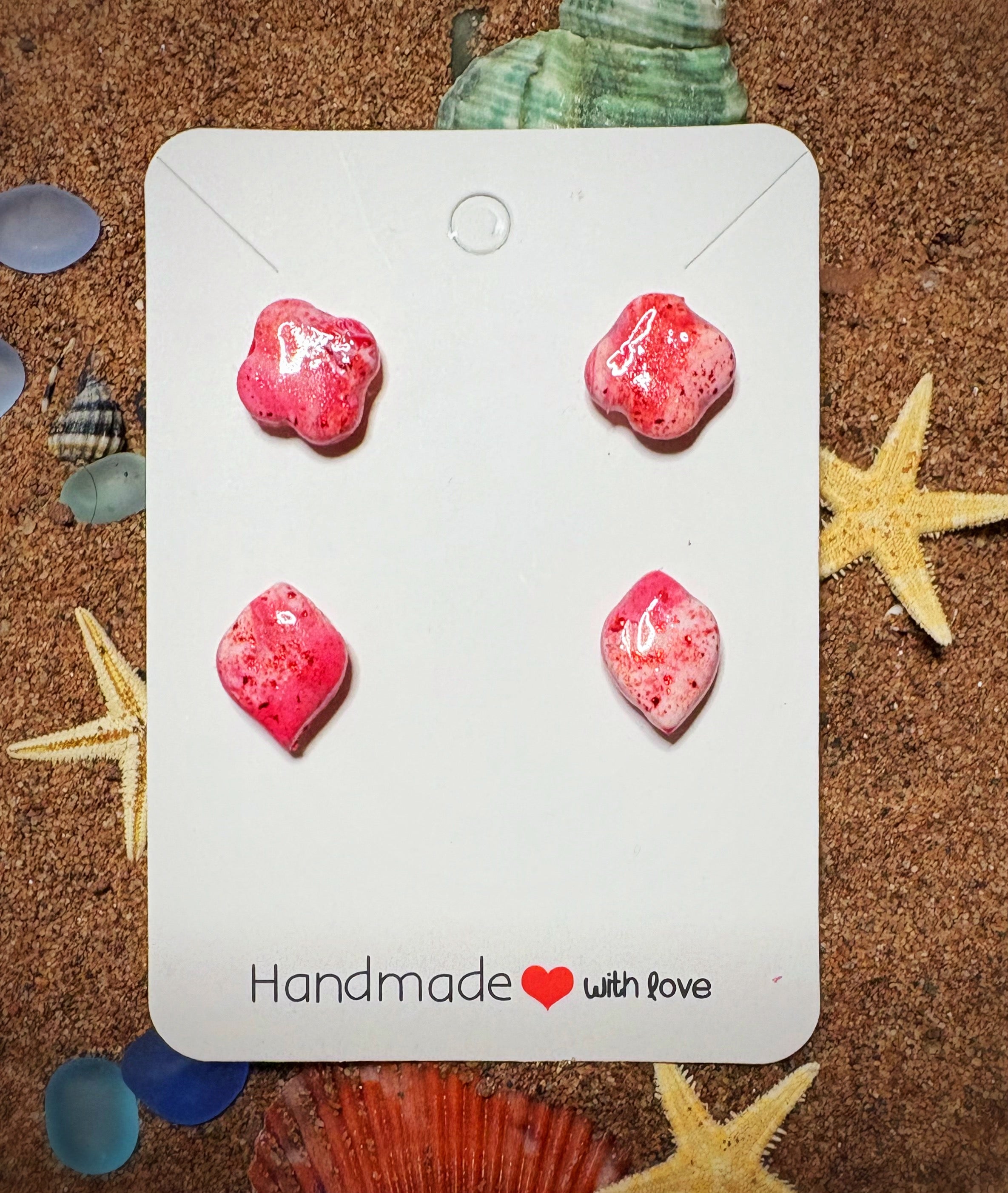 Pink Marble Studs - Two Sets SG53