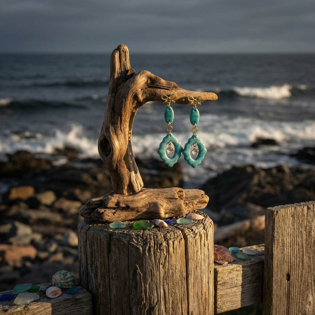 Frosted Green Marble Drop Earrings SG57