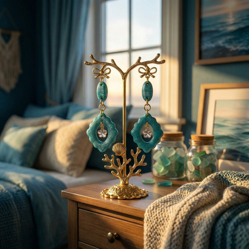 Frosted Green Marble Drop Earrings SG57