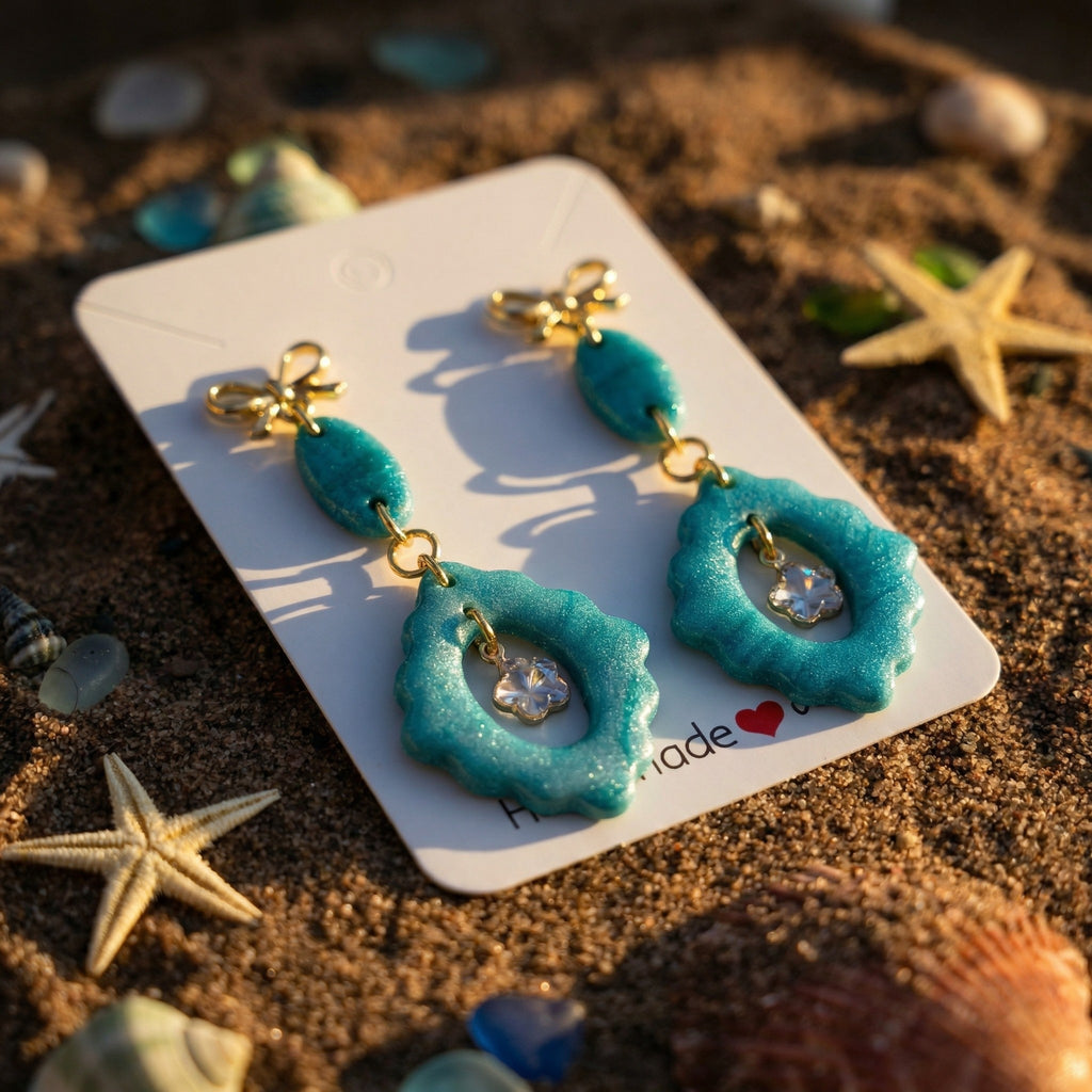 Frosted Green Marble Drop Earrings SG57