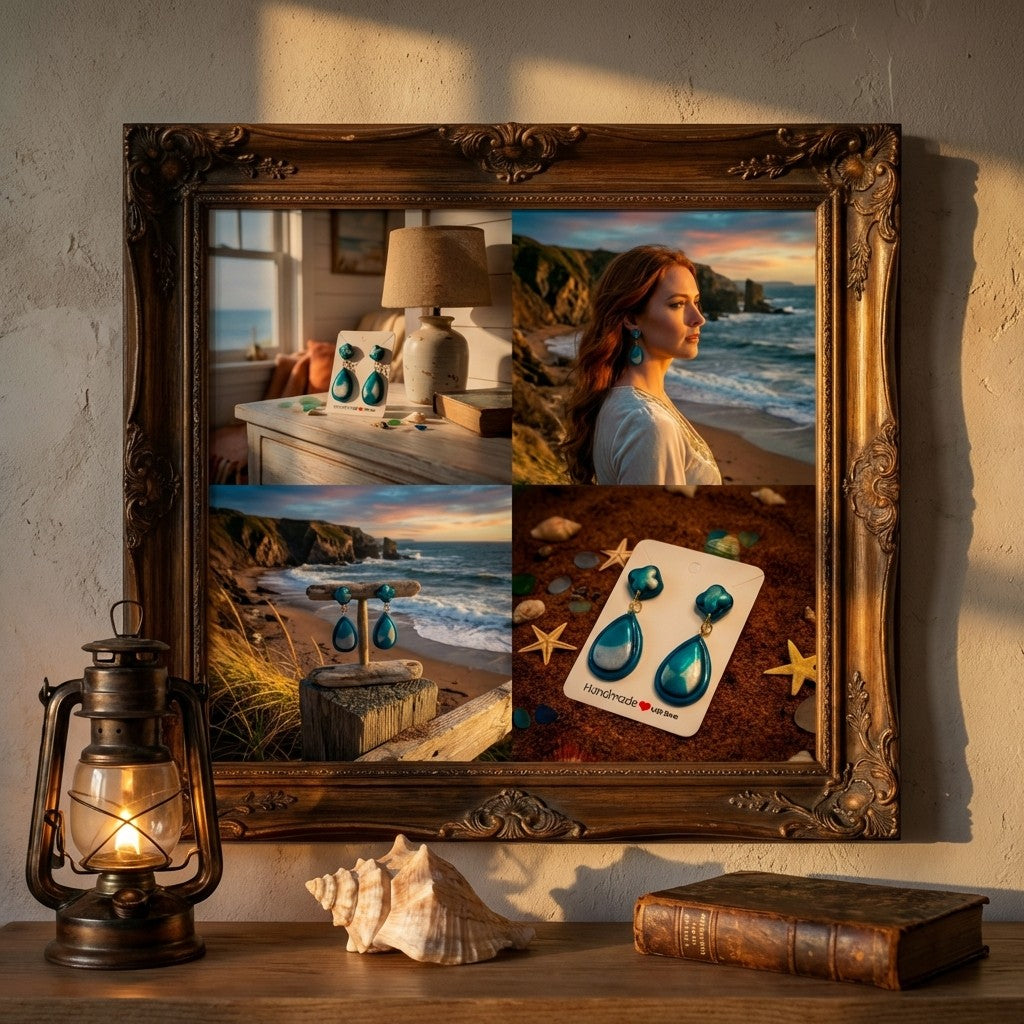 Turquoise and Frosted Pearl Drop Earrings SG58
