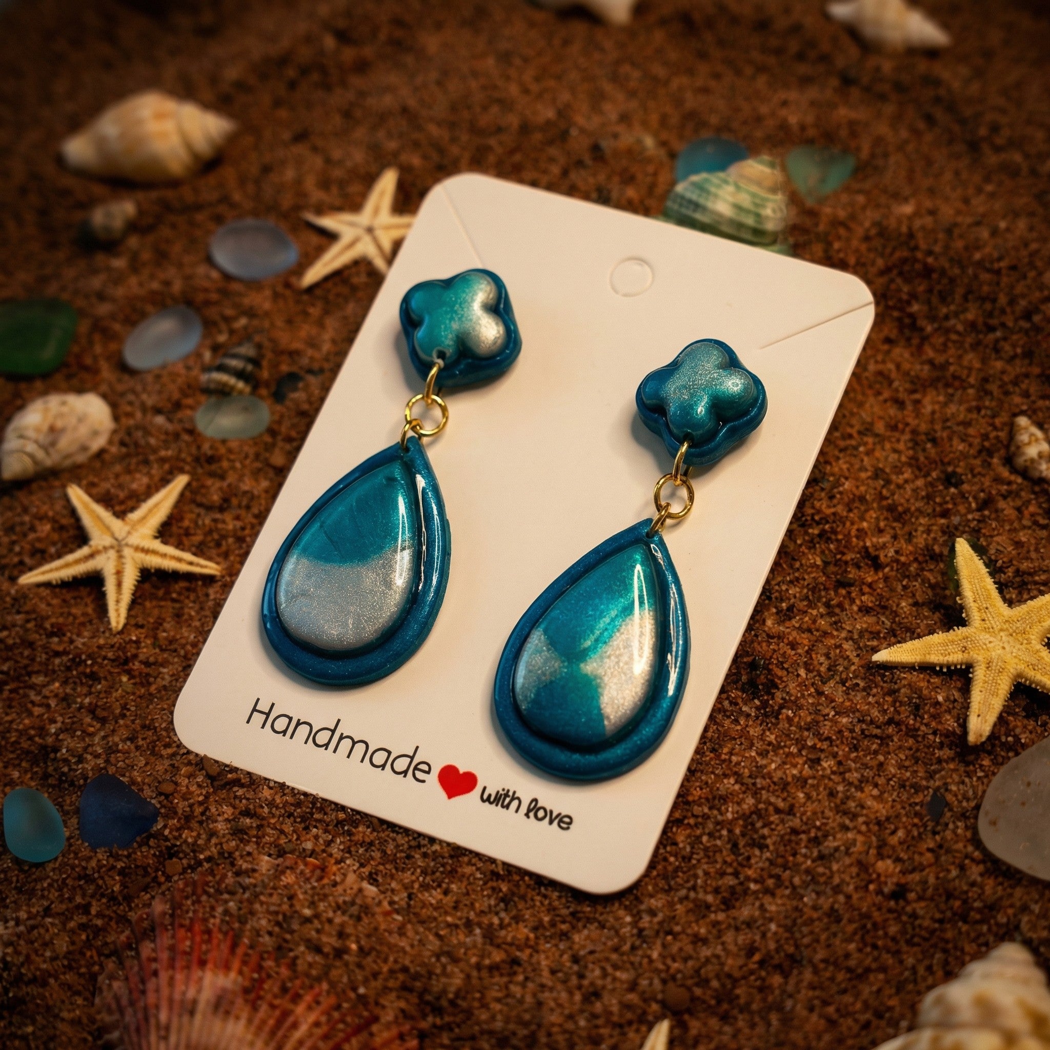 Turquoise and Frosted Pearl Drop Earrings SG58