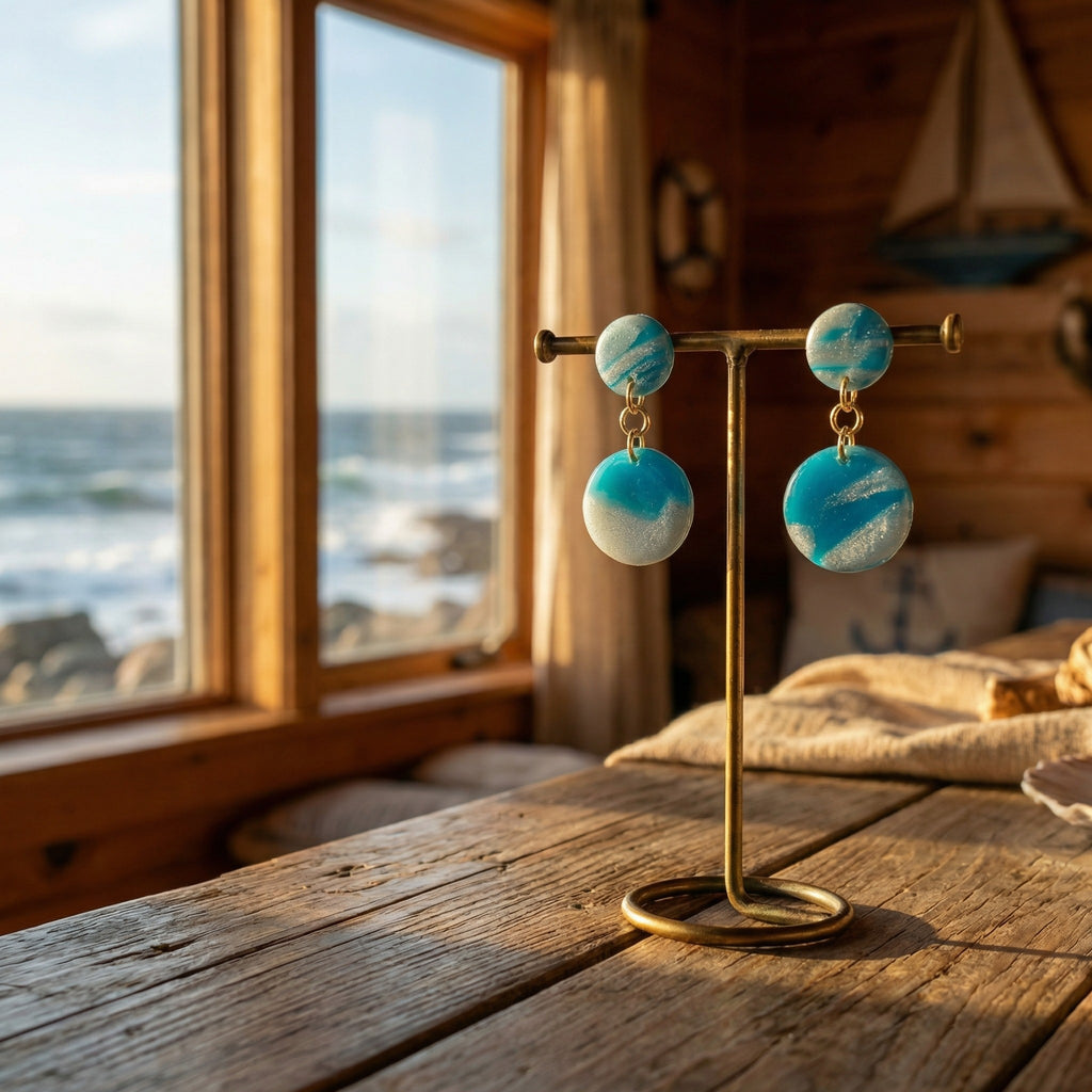 Delicate Two Piece Circular Drop Earrings SG60