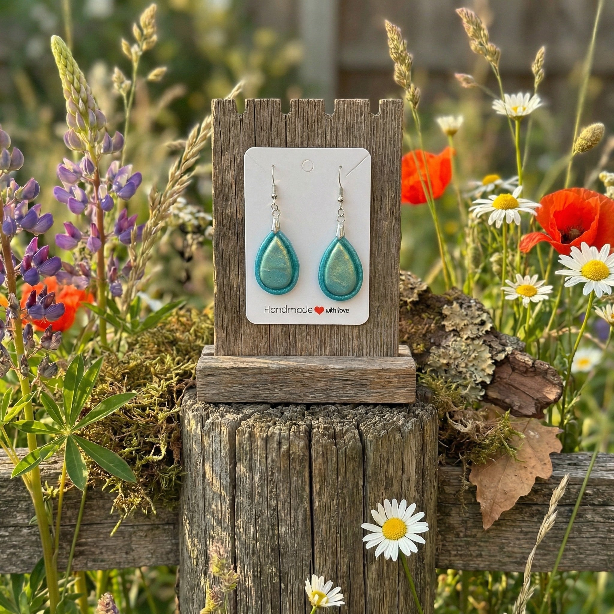 Turquoise Tear Drop Dangle Earrings SG61