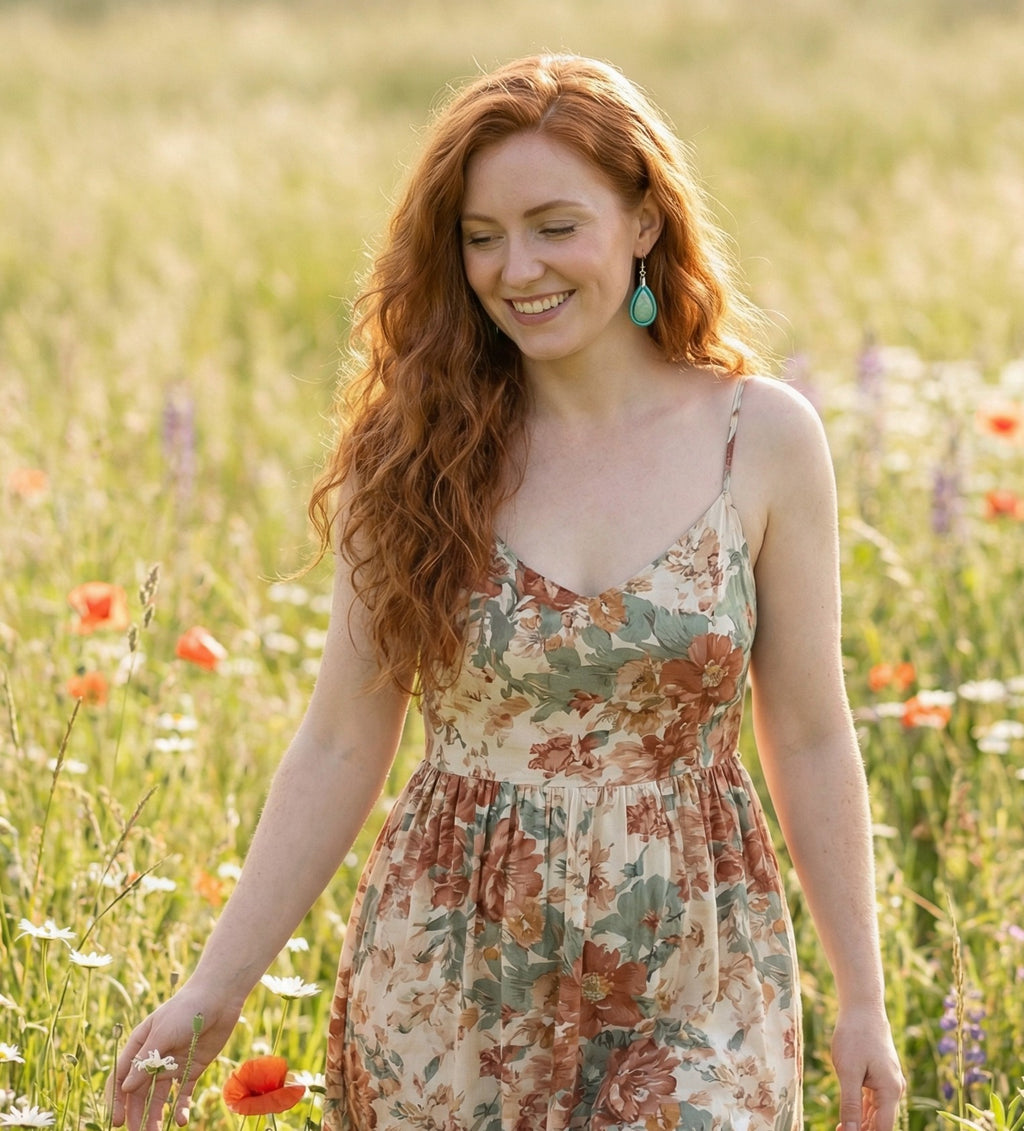 Turquoise Tear Drop Dangle Earrings SG61