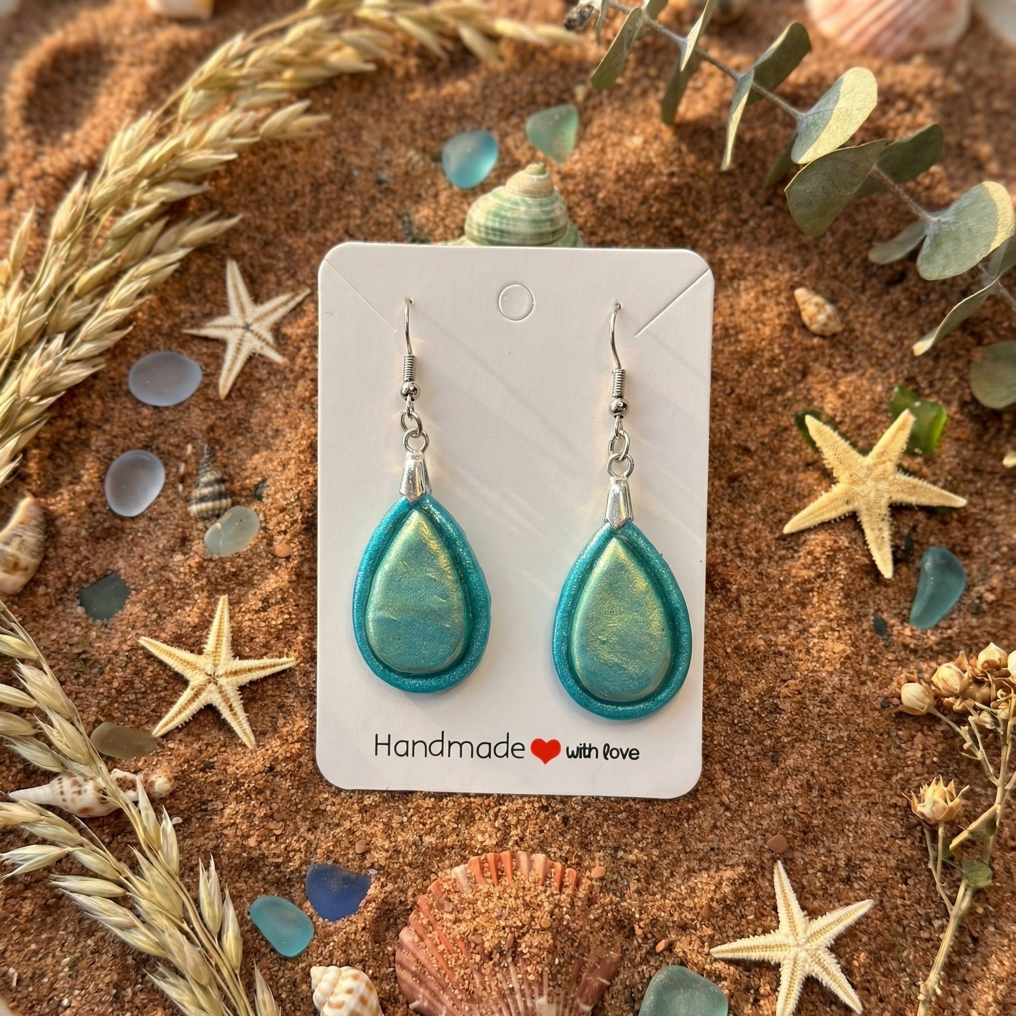 Turquoise Tear Drop Dangle Earrings SG61