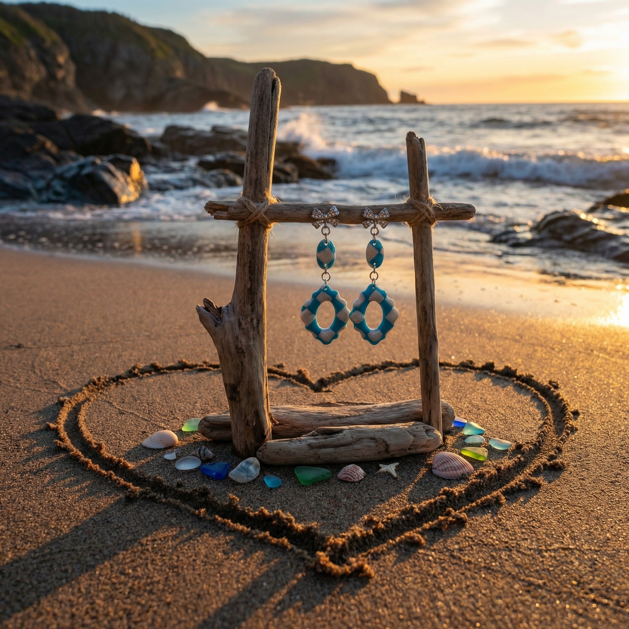 Three Piece Turquoise and Frosted Pearl Dangle Earrings SG62