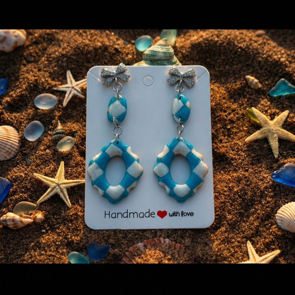 Three Piece Turquoise and Frosted Pearl Dangle Earrings SG62