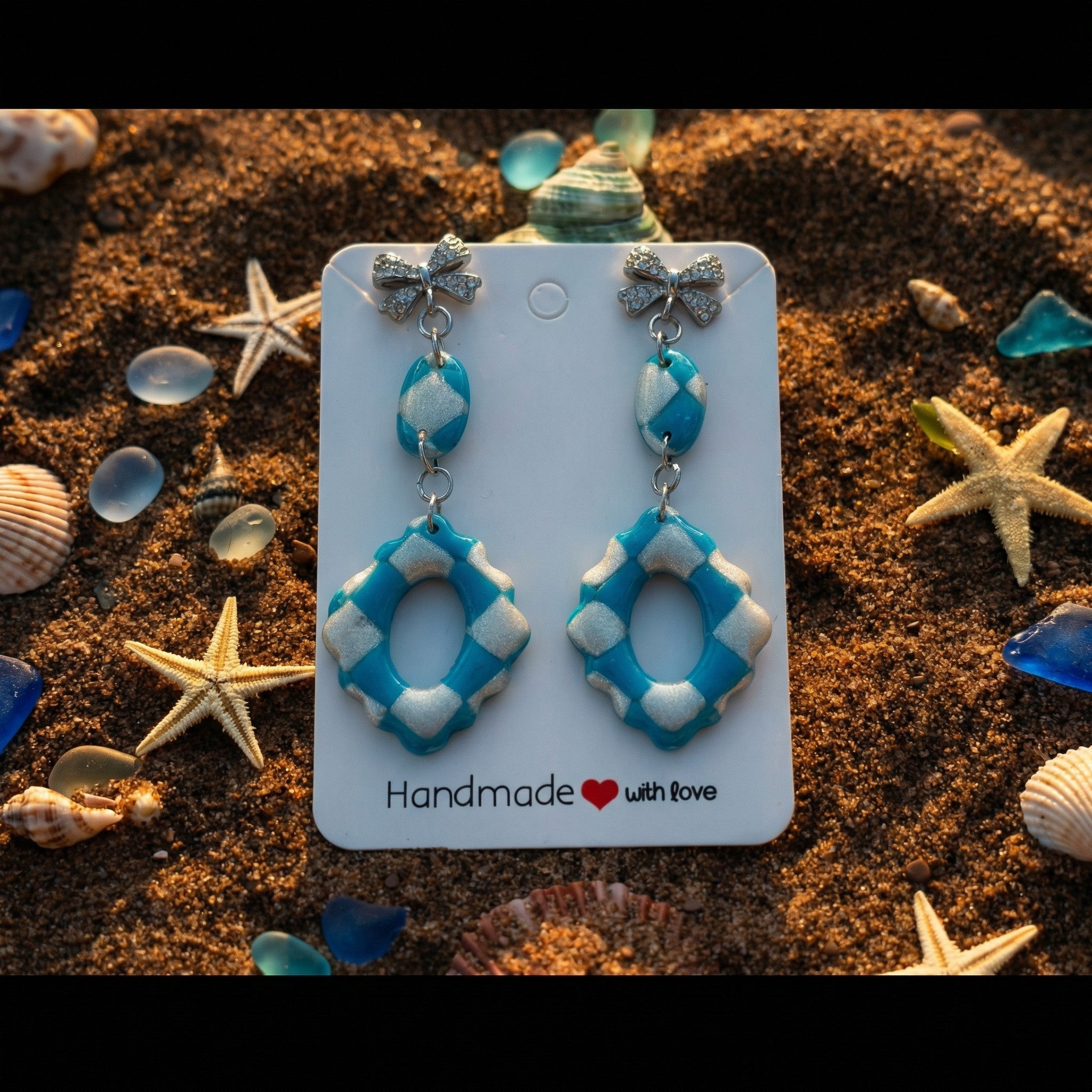 Three Piece Turquoise and Frosted Pearl Dangle Earrings SG62