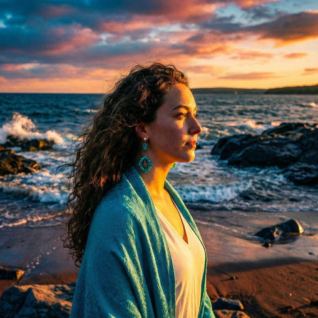 Turquoise and Frosted Pearl Dangle Earrings SG64