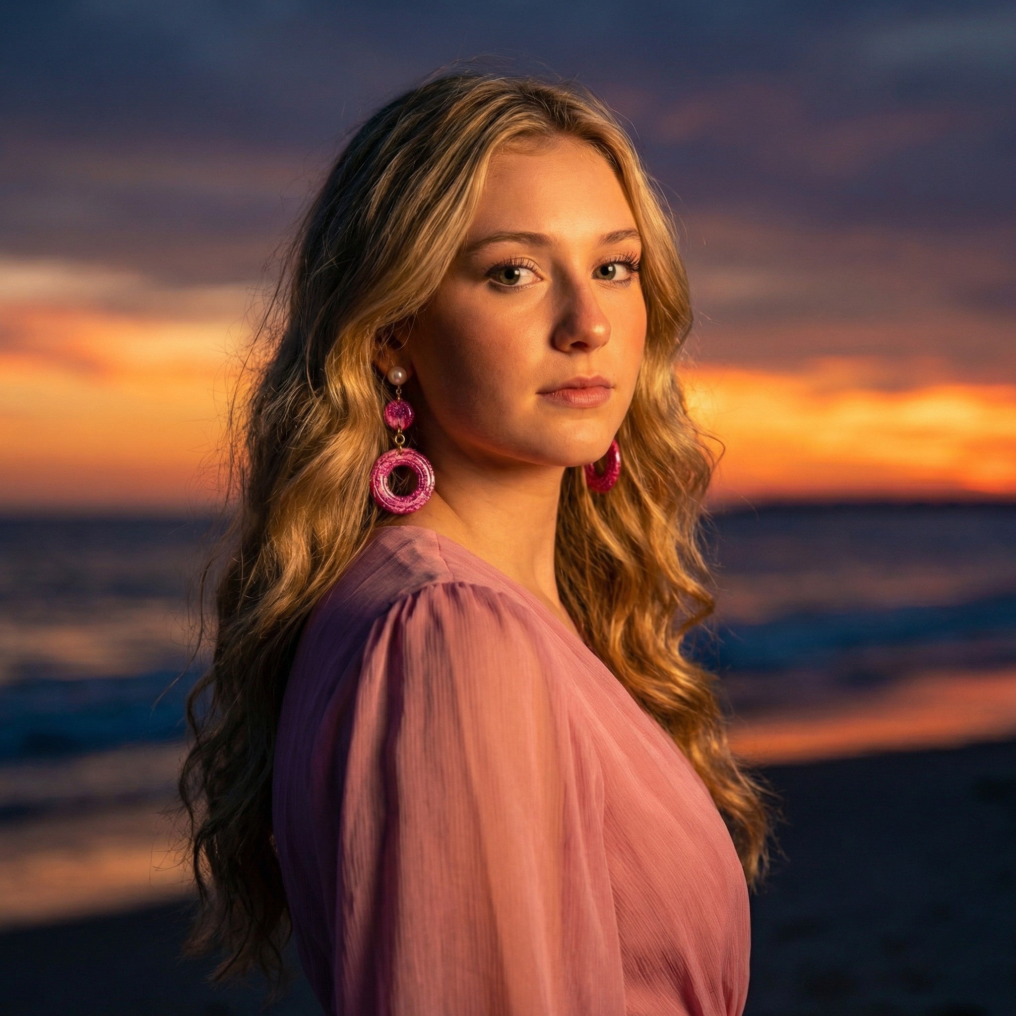 Pink Circle Earrings SG65