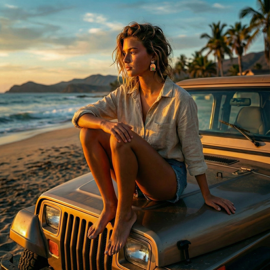 Pink Gold Desert Night Sky Earrings SG66