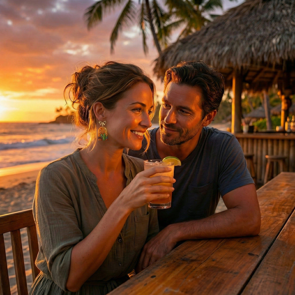 Pink Gold Desert Night Sky Earrings SG66