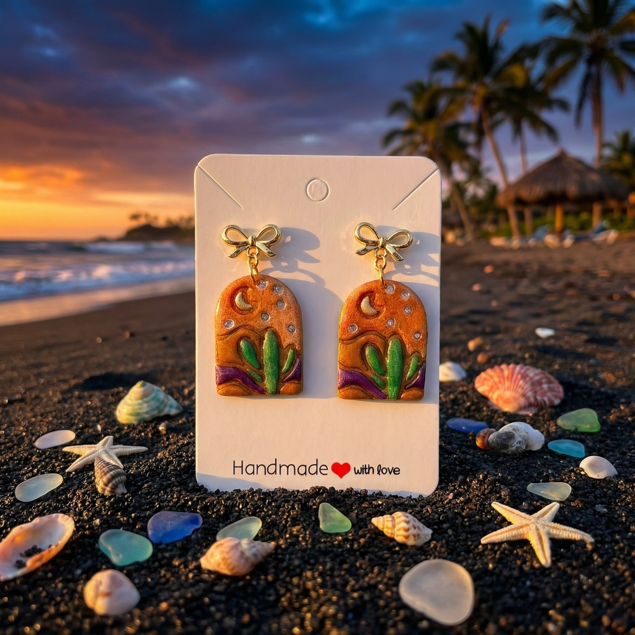 Pink Gold Desert Night Sky Earrings SG66