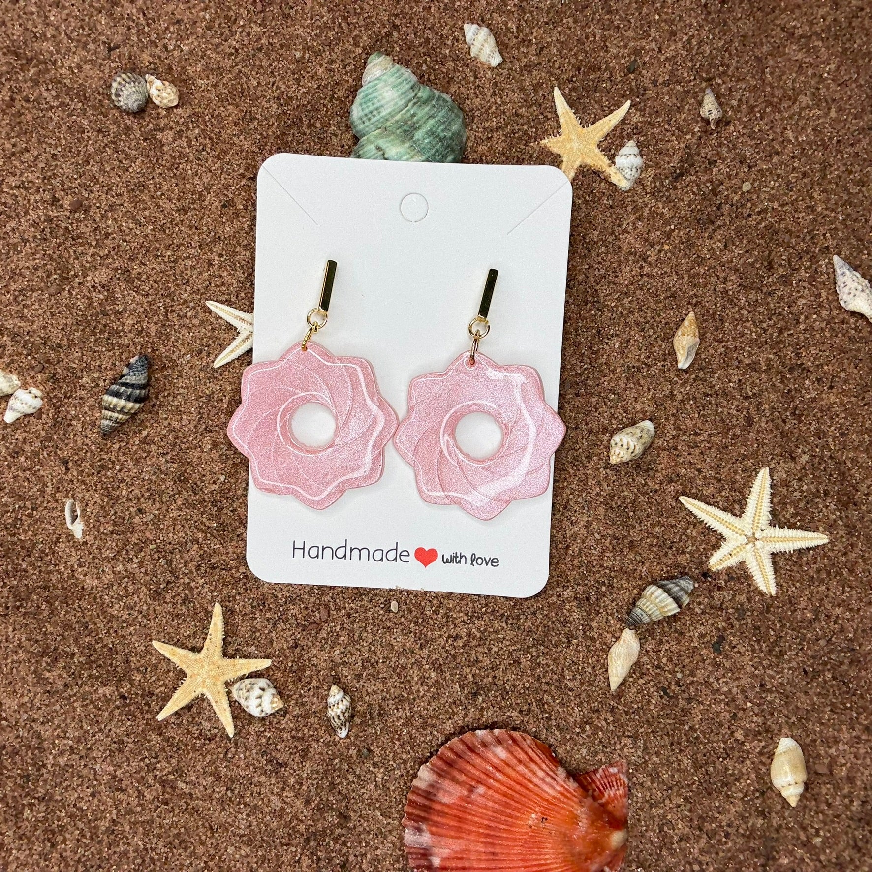 Light Pink Coastal Classic Polymer Clay Earrings SG6