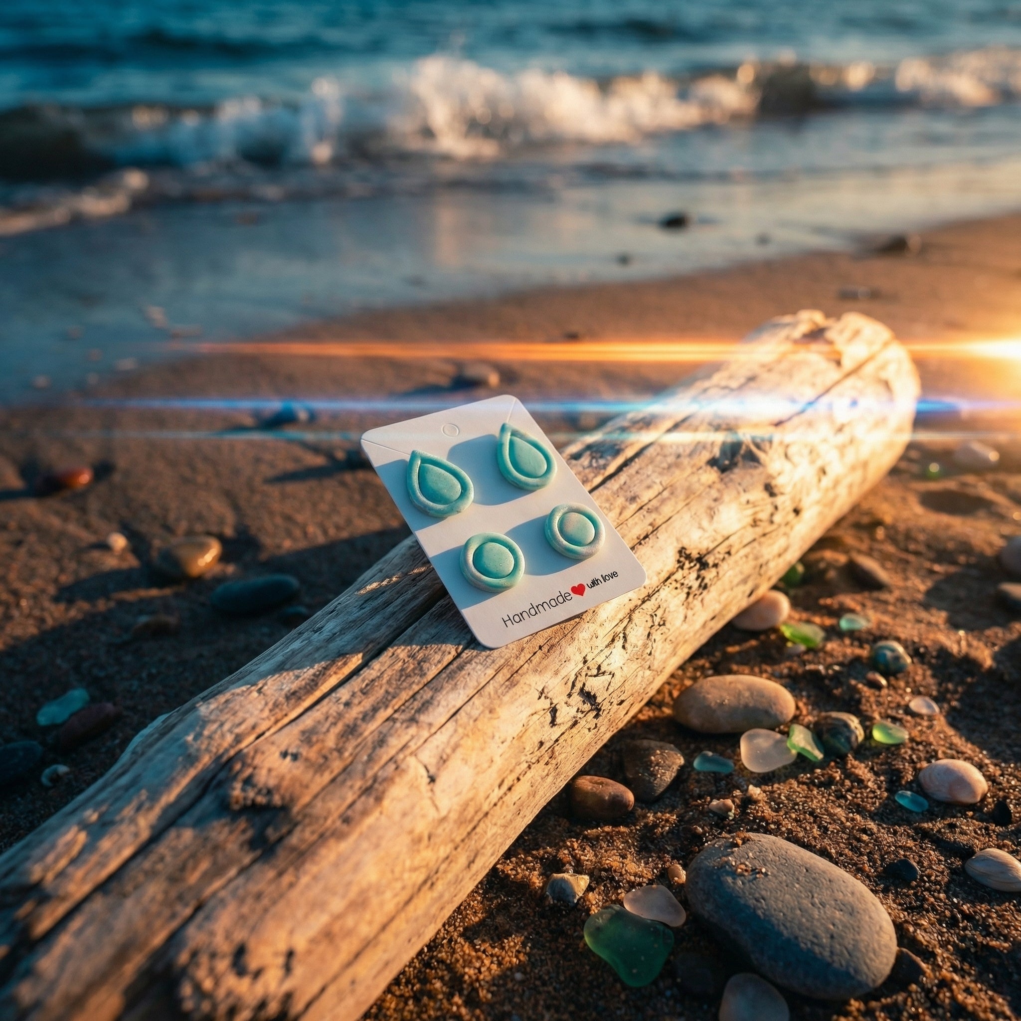 Pastel Green Teardrop and Circle Studs SG71