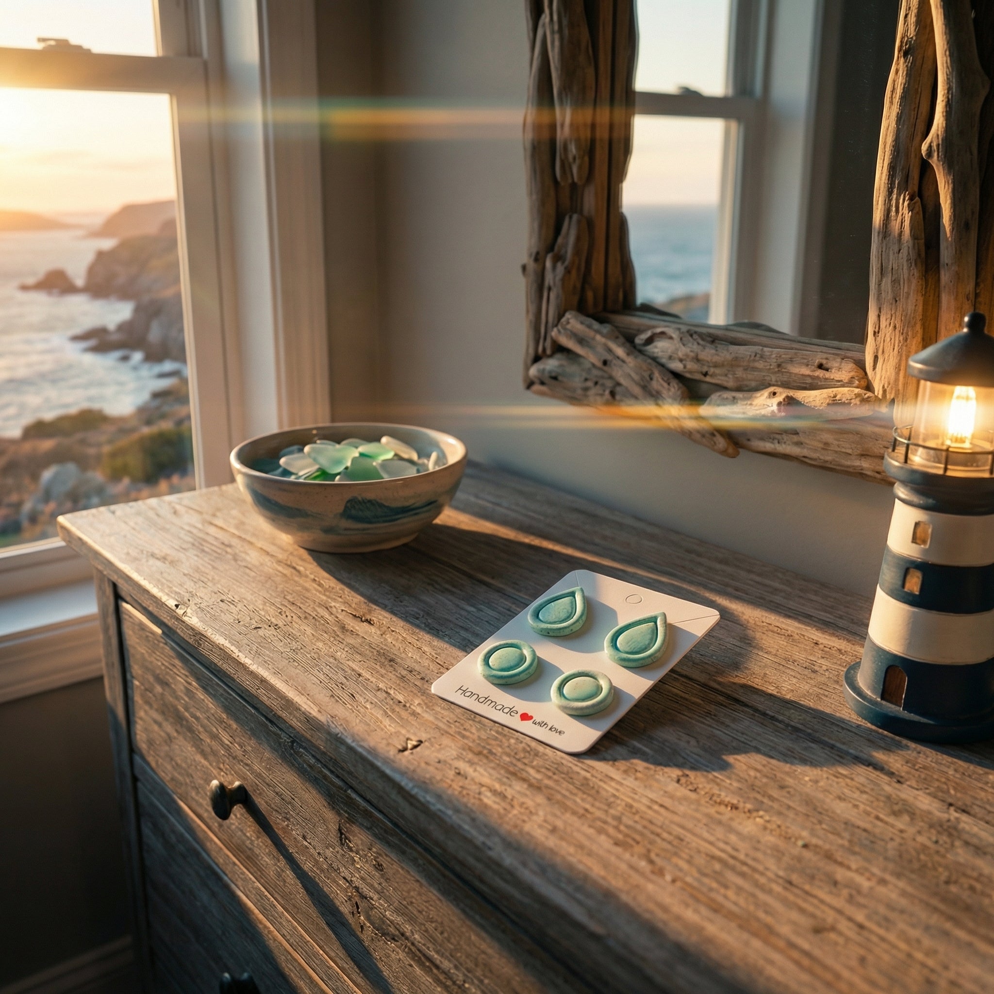 Pastel Green Teardrop and Circle Studs SG71