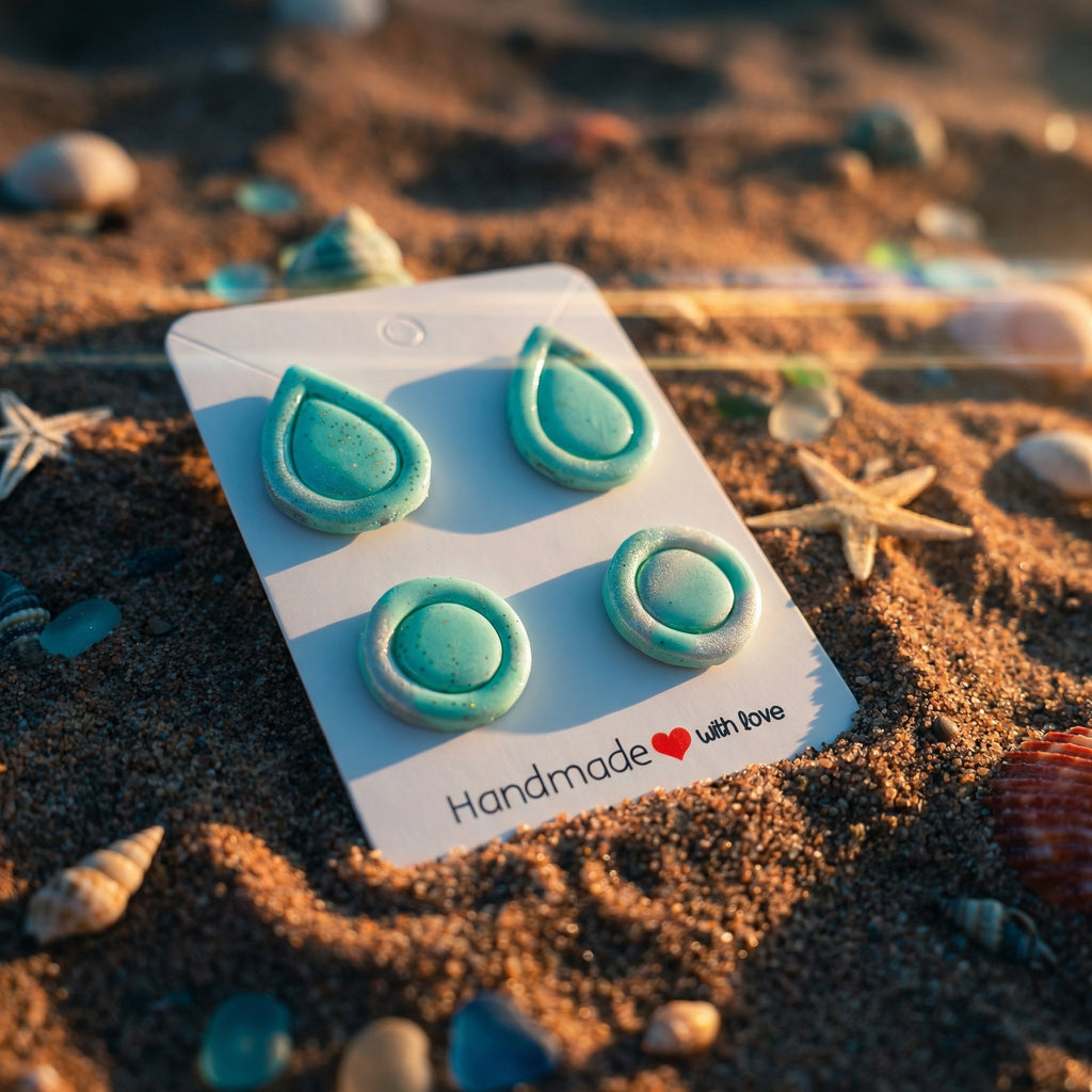 Pastel Green Teardrop and Circle Studs SG71