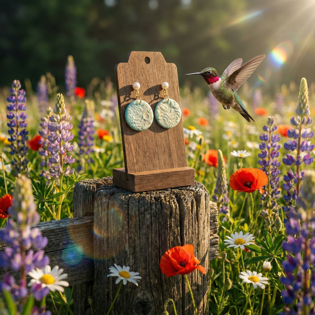 Pastel Green and Pearl Circular Drop Earrings SG73