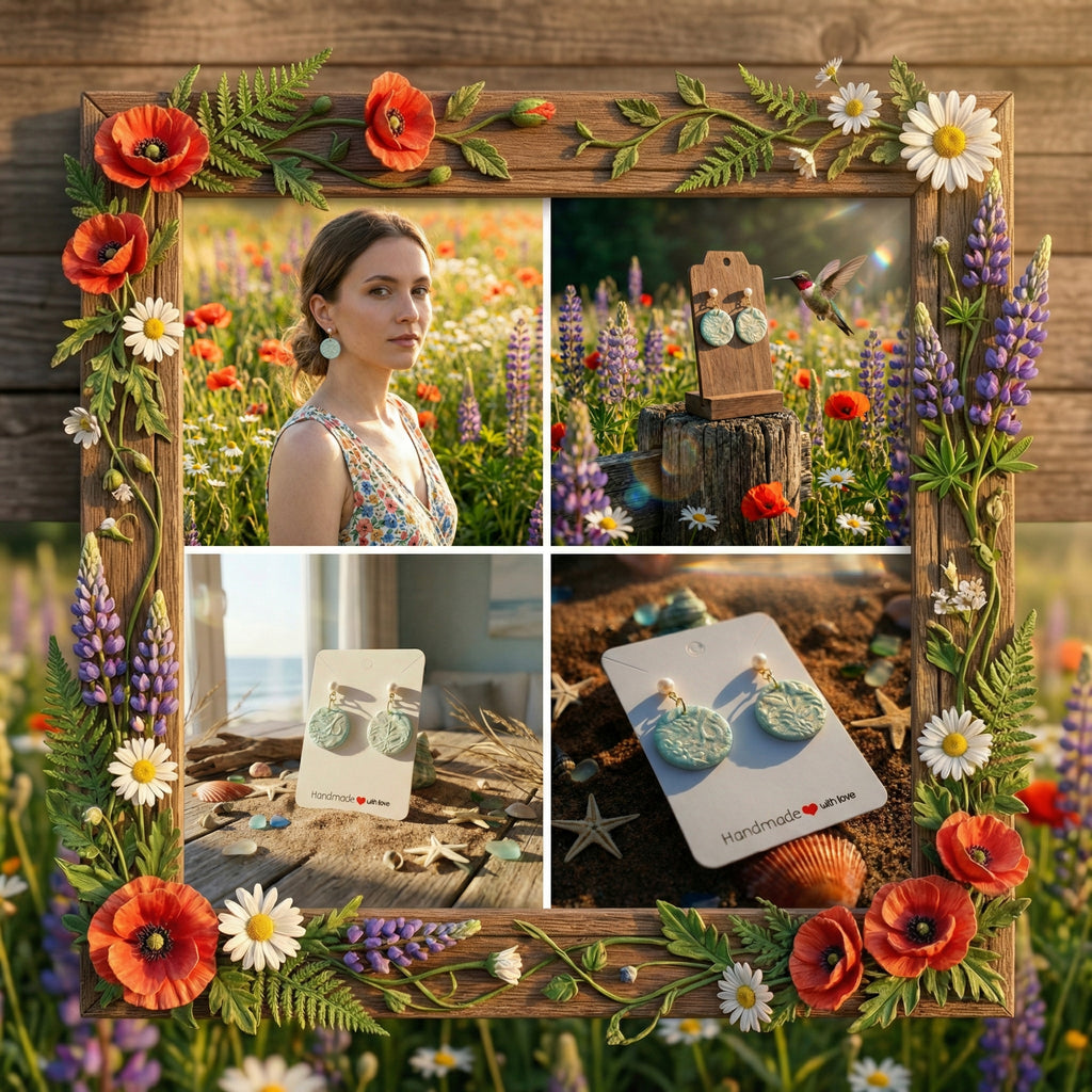 Pastel Green and Pearl Circular Drop Earrings SG73