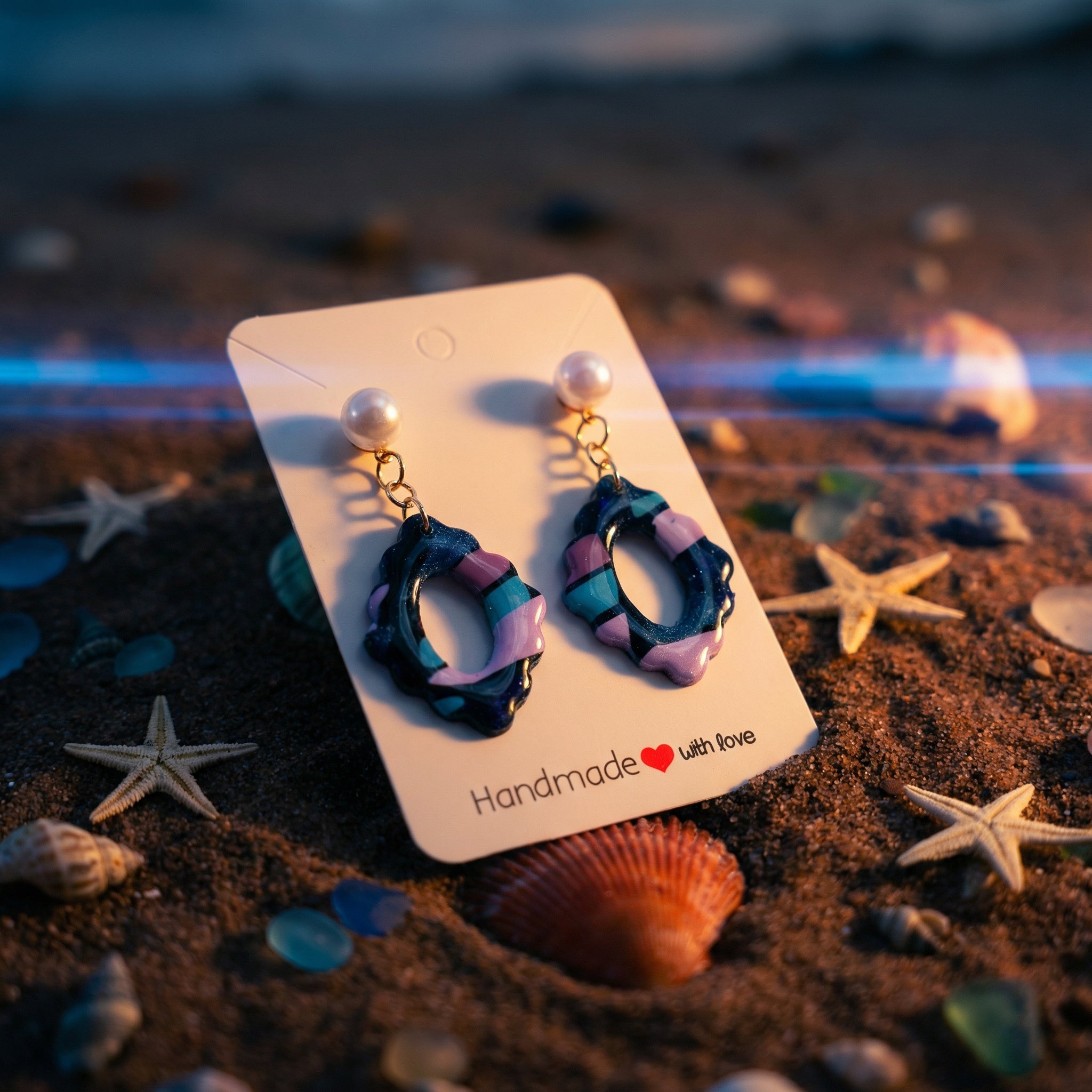 Multicolor Diamond Scalloped Shape Drop Earrings SG75