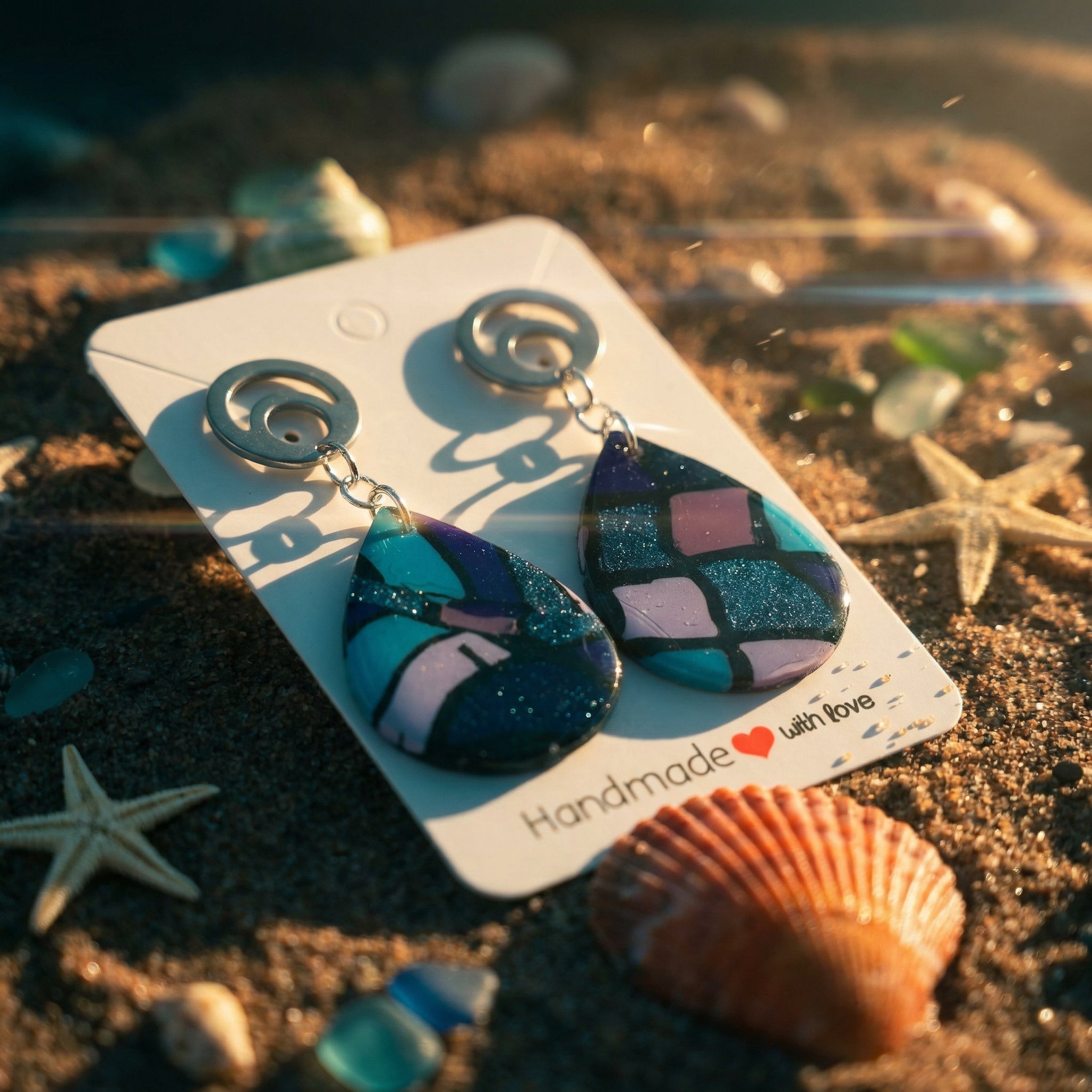 Multicolor Tear Drop Shape Earrings SG77