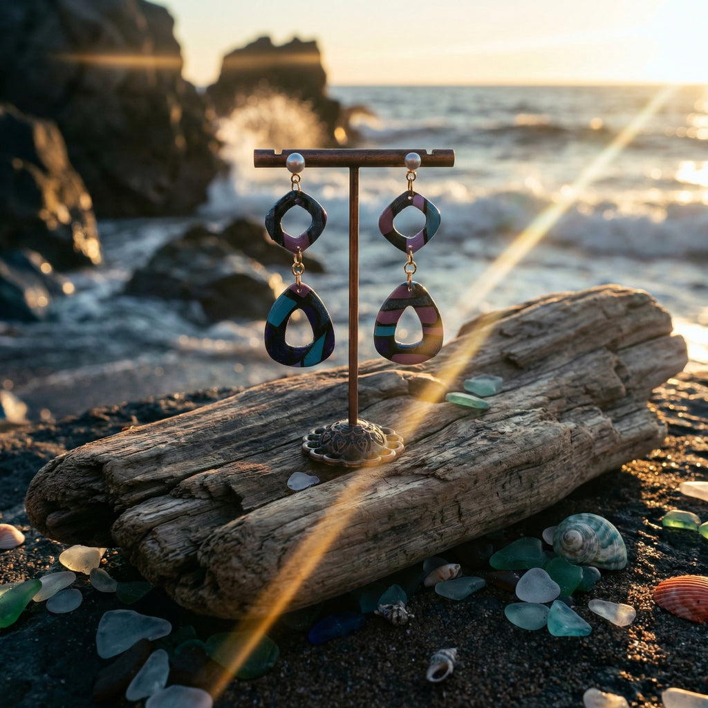 Two Piece Multicolor Dangle Earrings SG78