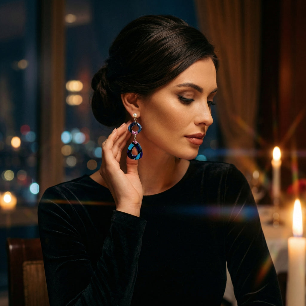 Two Piece Multicolor Dangle Earrings SG78