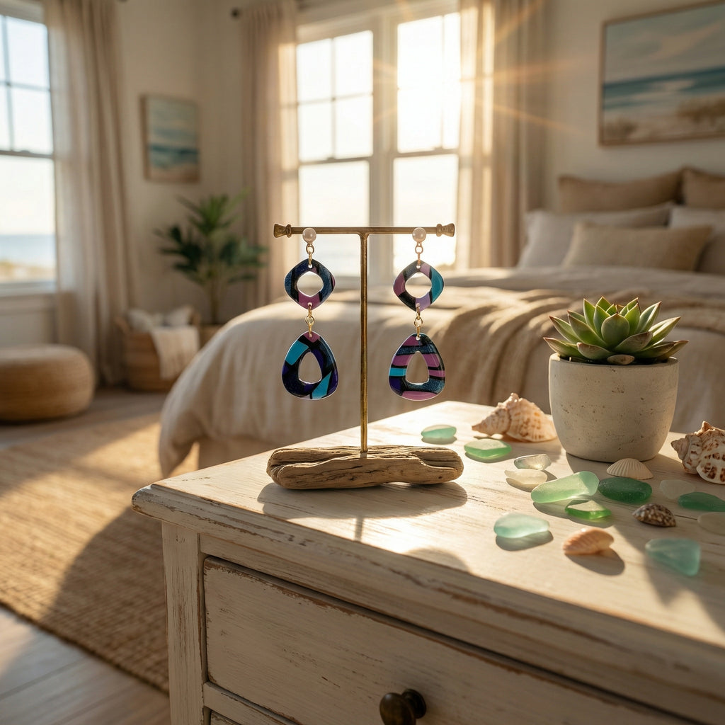 Two Piece Multicolor Dangle Earrings SG78